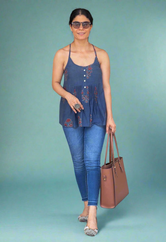 Handblock Printed Ajrakh Top