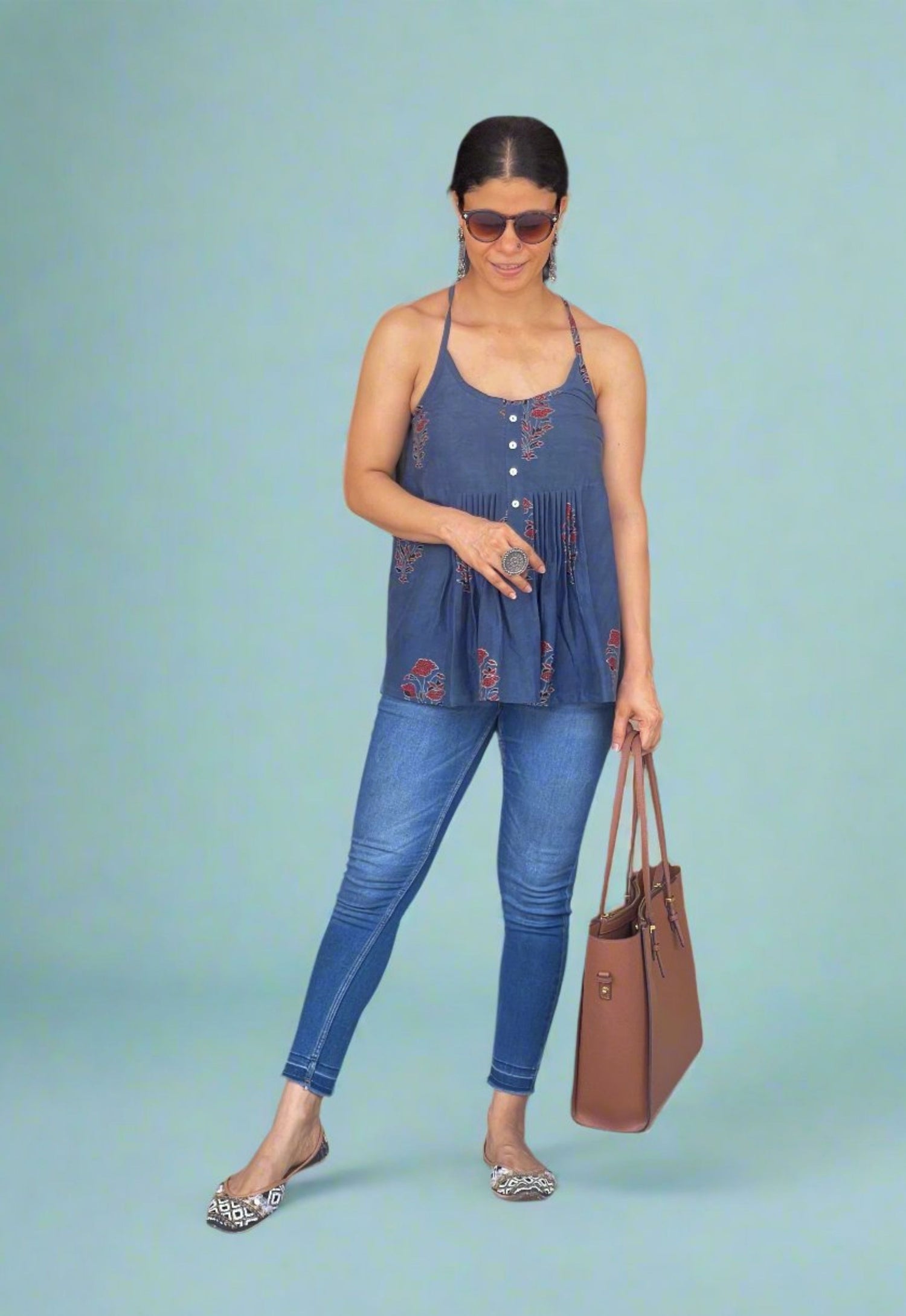 Handblock Printed Ajrakh Top