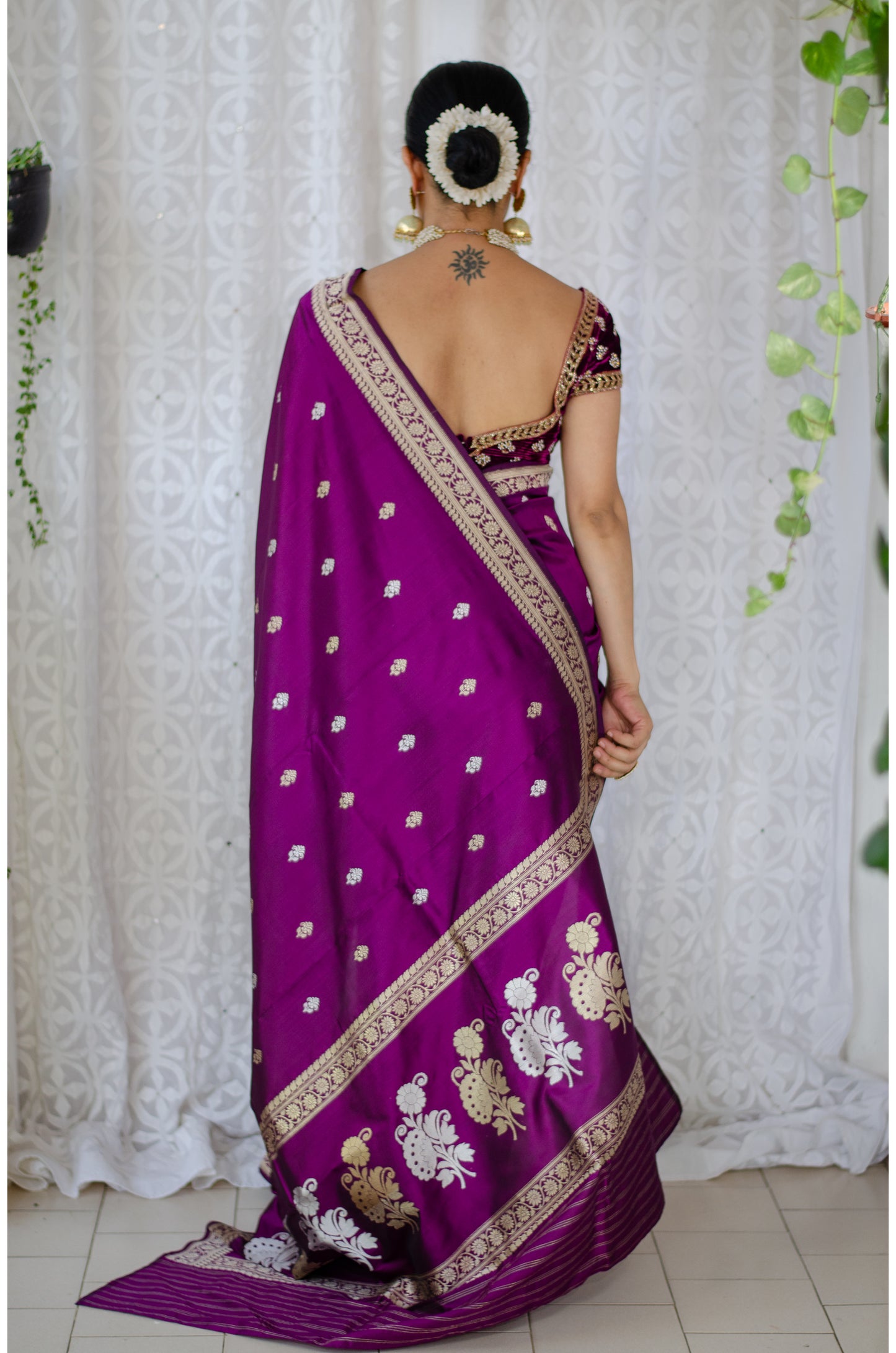 Deep Purple Colour  Meenakari /Silver Jangle  kadwa Weaving Handwoven Katan Mulbery Silk Saree