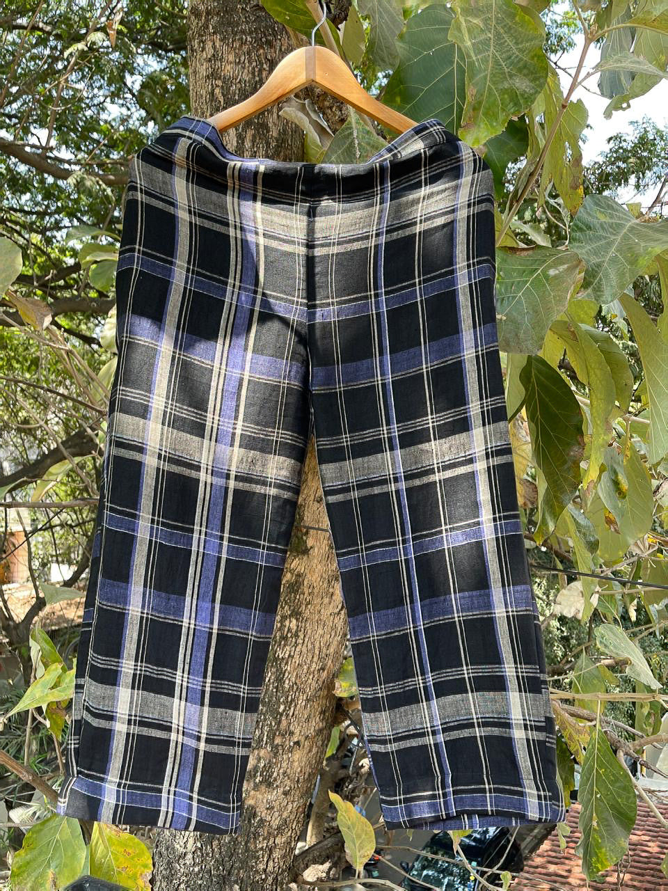 Handwoven Check Linen Pant