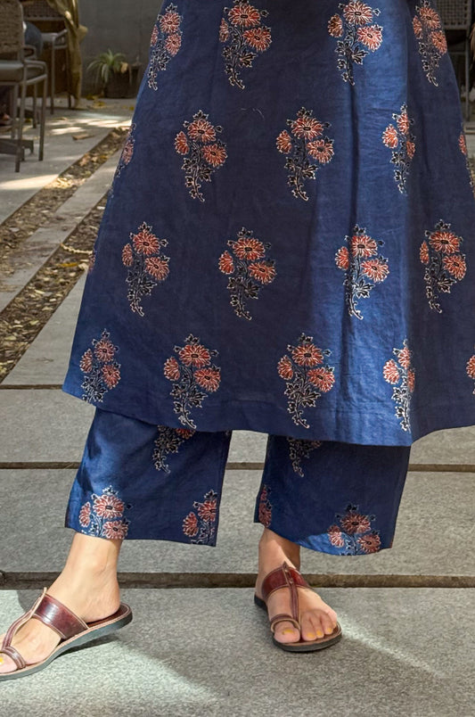 Cotton Handblock Printed Natural Dyed Ajrakh Pant