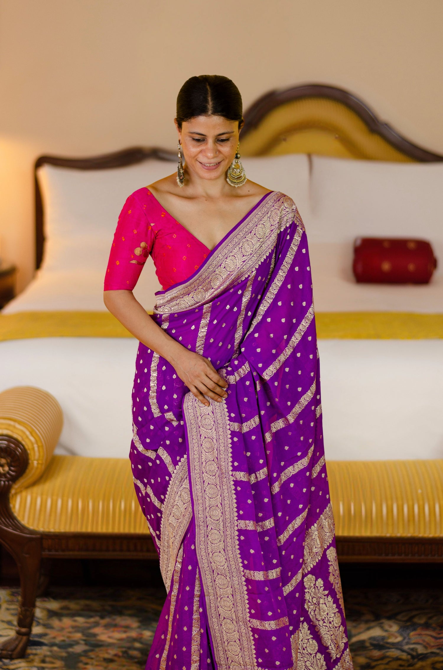 Handloom Kadwa Chiffon Banarasi Silk Saree