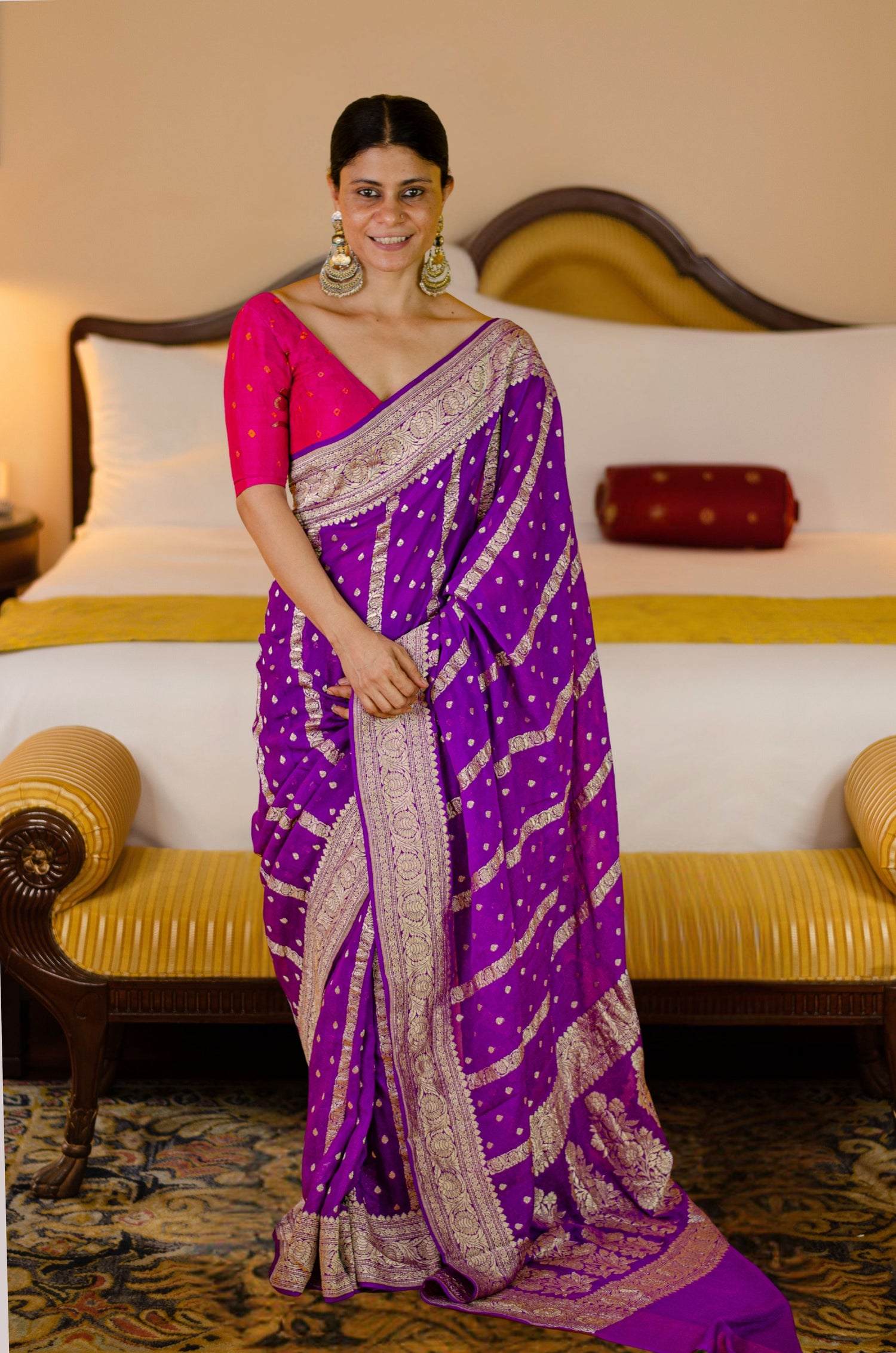 Handloom Kadwa Chiffon Banarasi Silk Saree