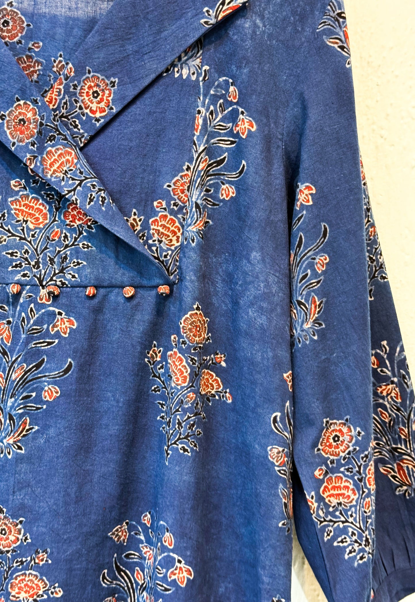 Handblock Printed Natural Dyed Ajrakh Cotton  Kurta