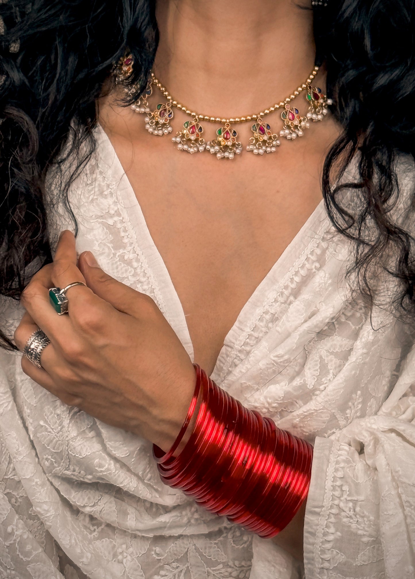 Handmade Silver Neck Piece With Gold Plated