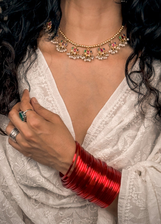 Handmade Silver Neck Piece With Gold Plated