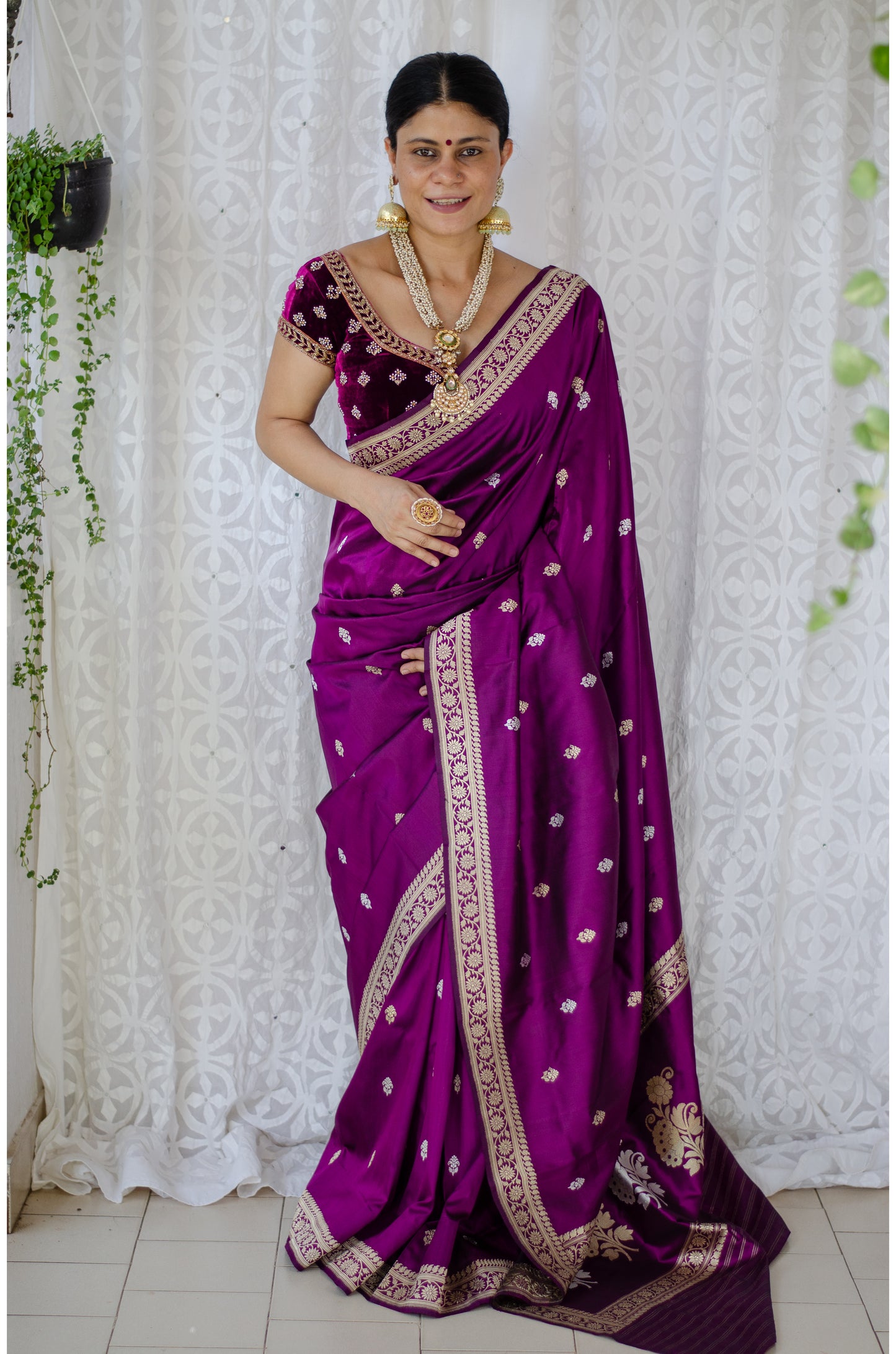 Deep Purple Colour  Meenakari /Silver Jangle  kadwa Weaving Handwoven Katan Mulbery Silk Saree