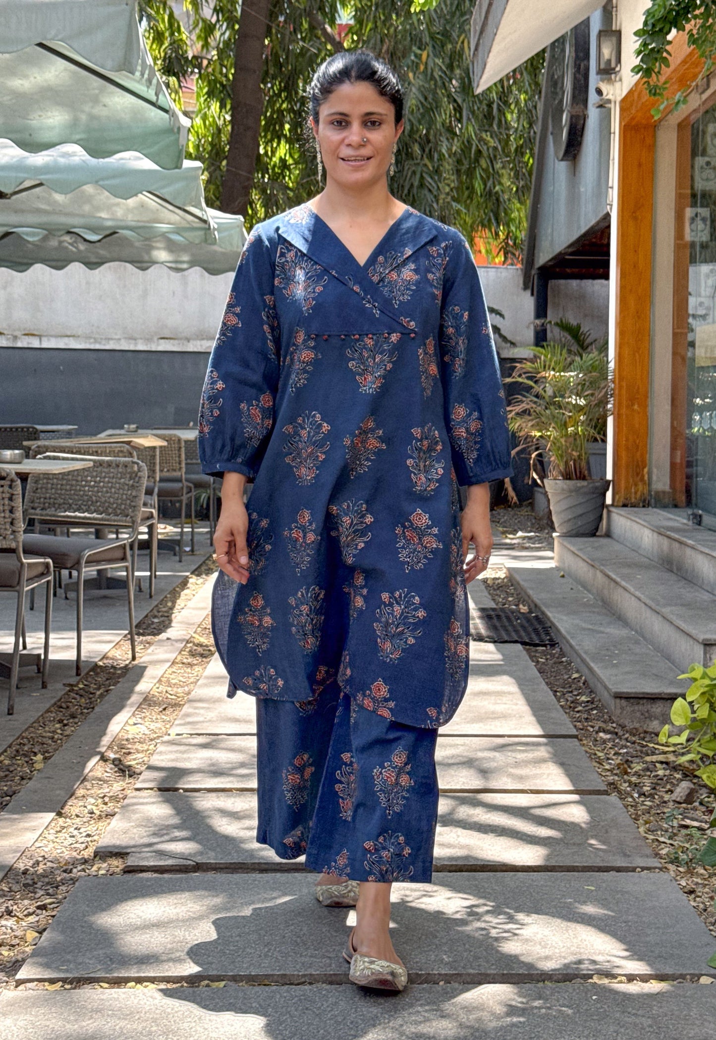Handblock Printed Natural Dyed Ajrakh Cotton  Kurta