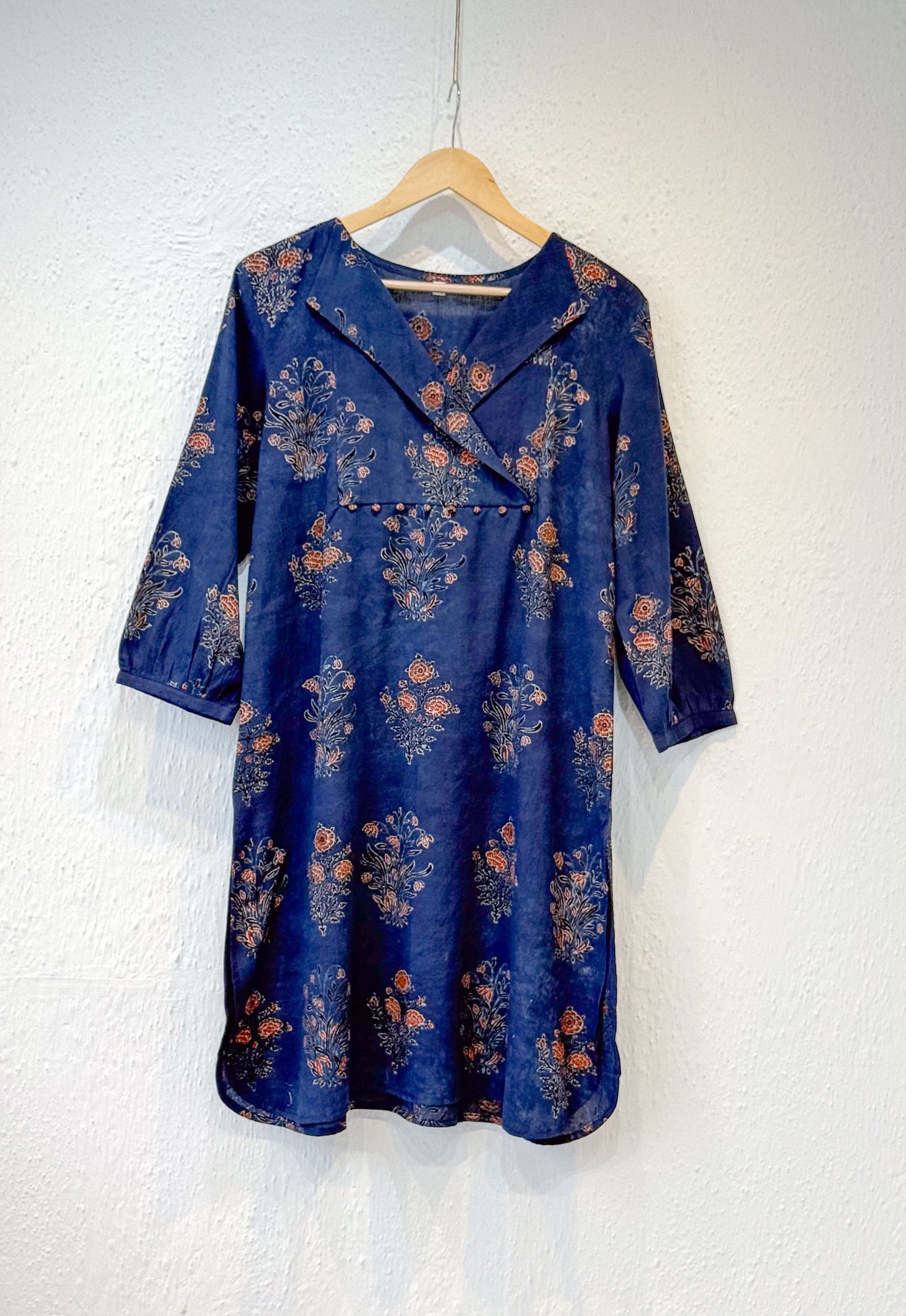 Handblock Printed Natural Dyed Ajrakh Cotton  Kurta