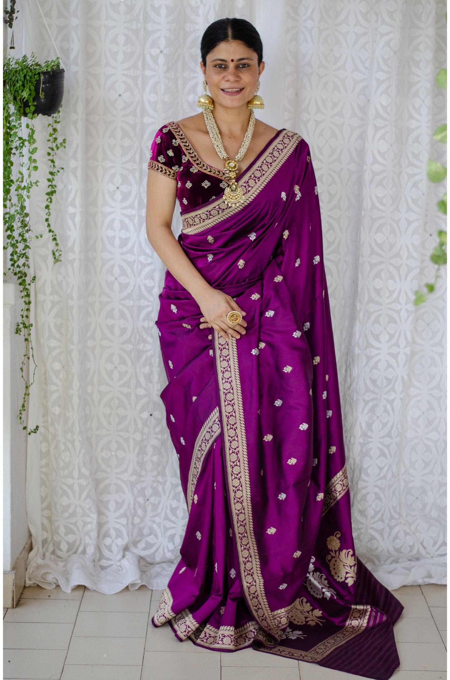 Deep Purple Colour  Meenakari /Silver Jangle  kadwa Weaving Handwoven Katan Mulbery Silk Saree