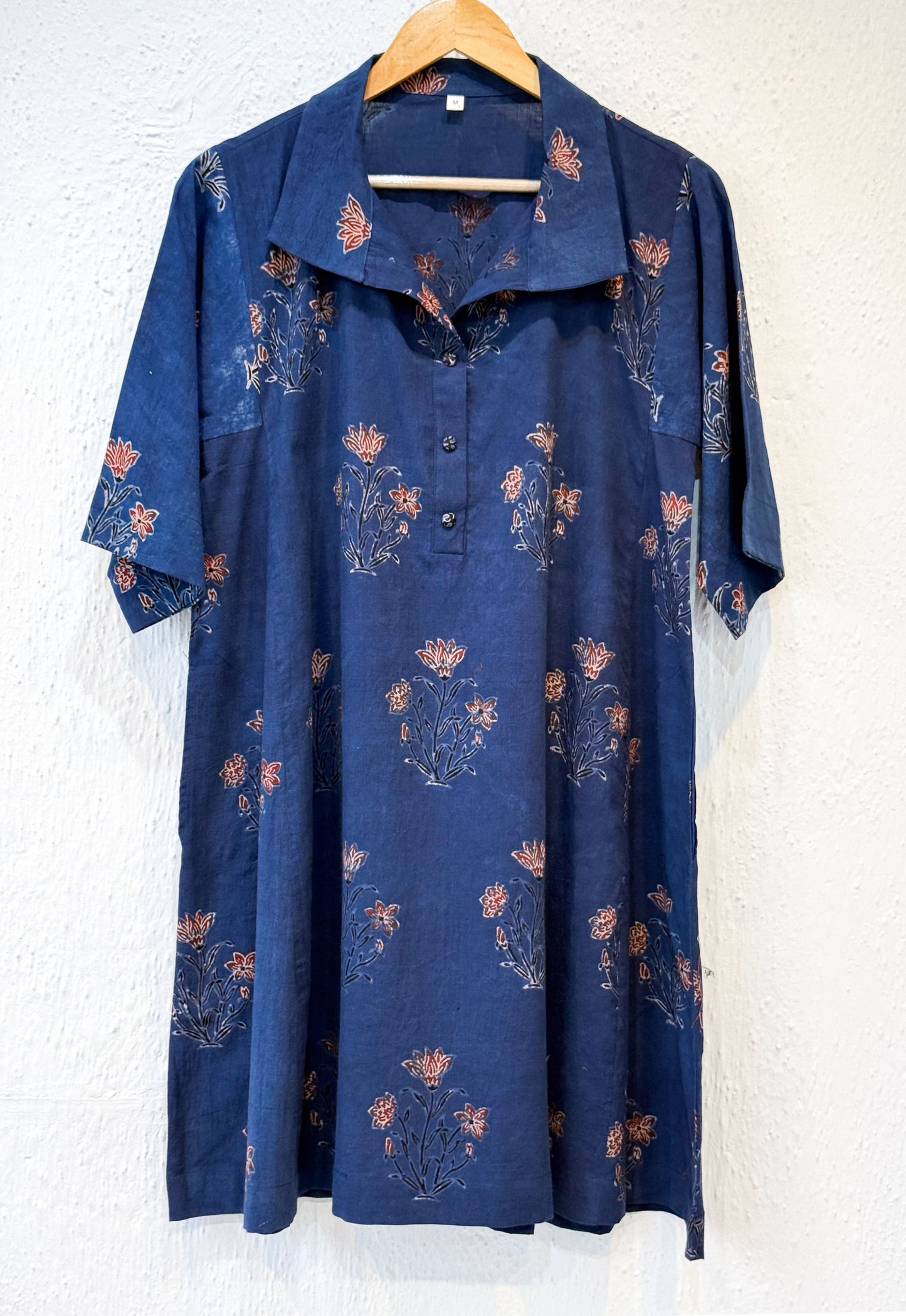 Handblock Printed Natural Dyed Ajrakh Cotton Kurta