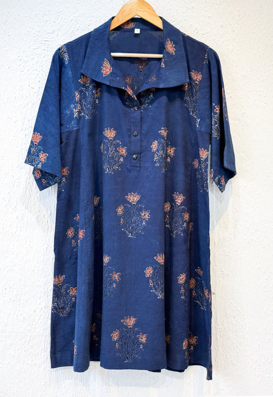 Handblock Printed Natural Dyed Ajrakh Cotton Kurta