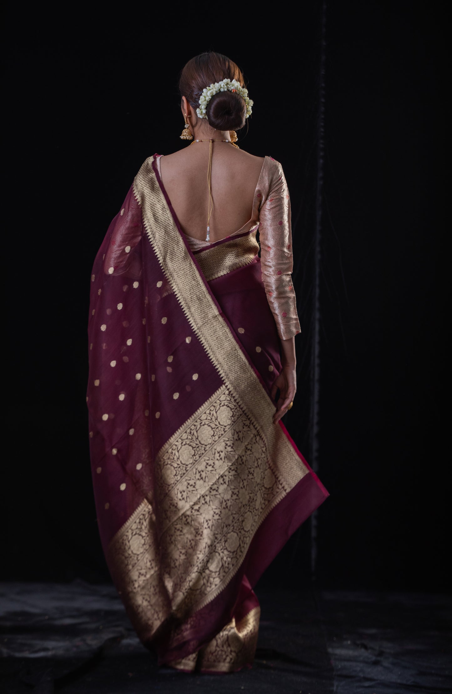 Deep Maroon Colour Pure Handloom Kora Silk Banarasi Saree