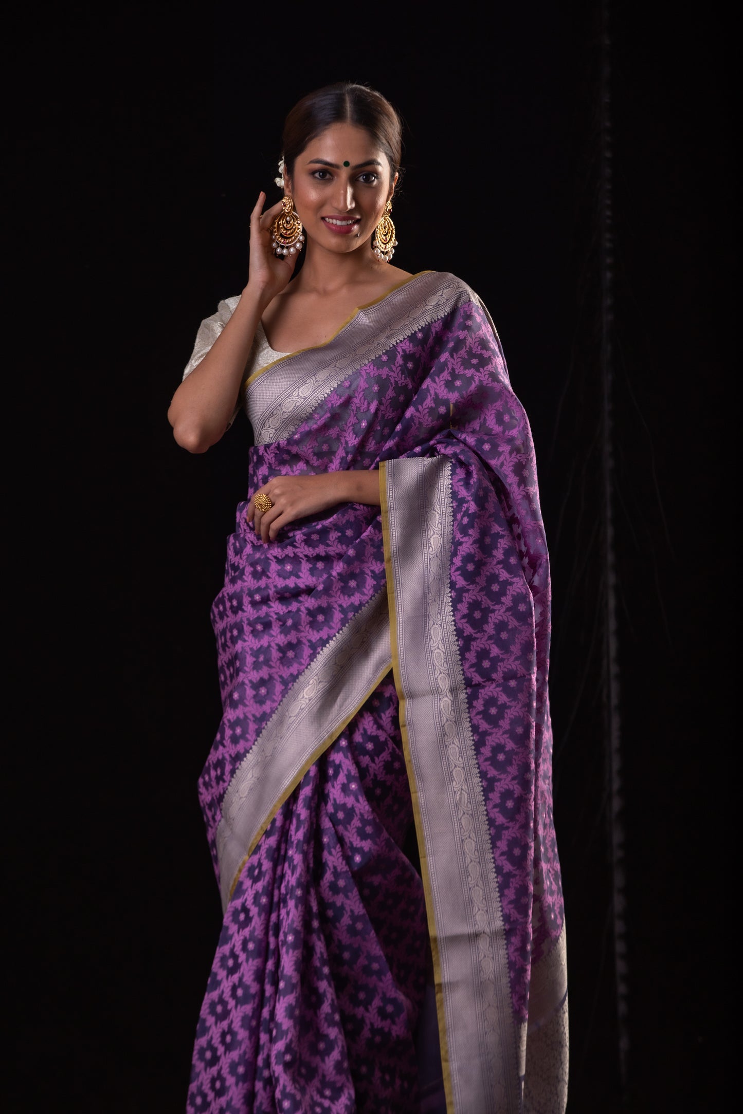 Jamuni Colour Pure Handloom Kora Silk  Banarasi Saree