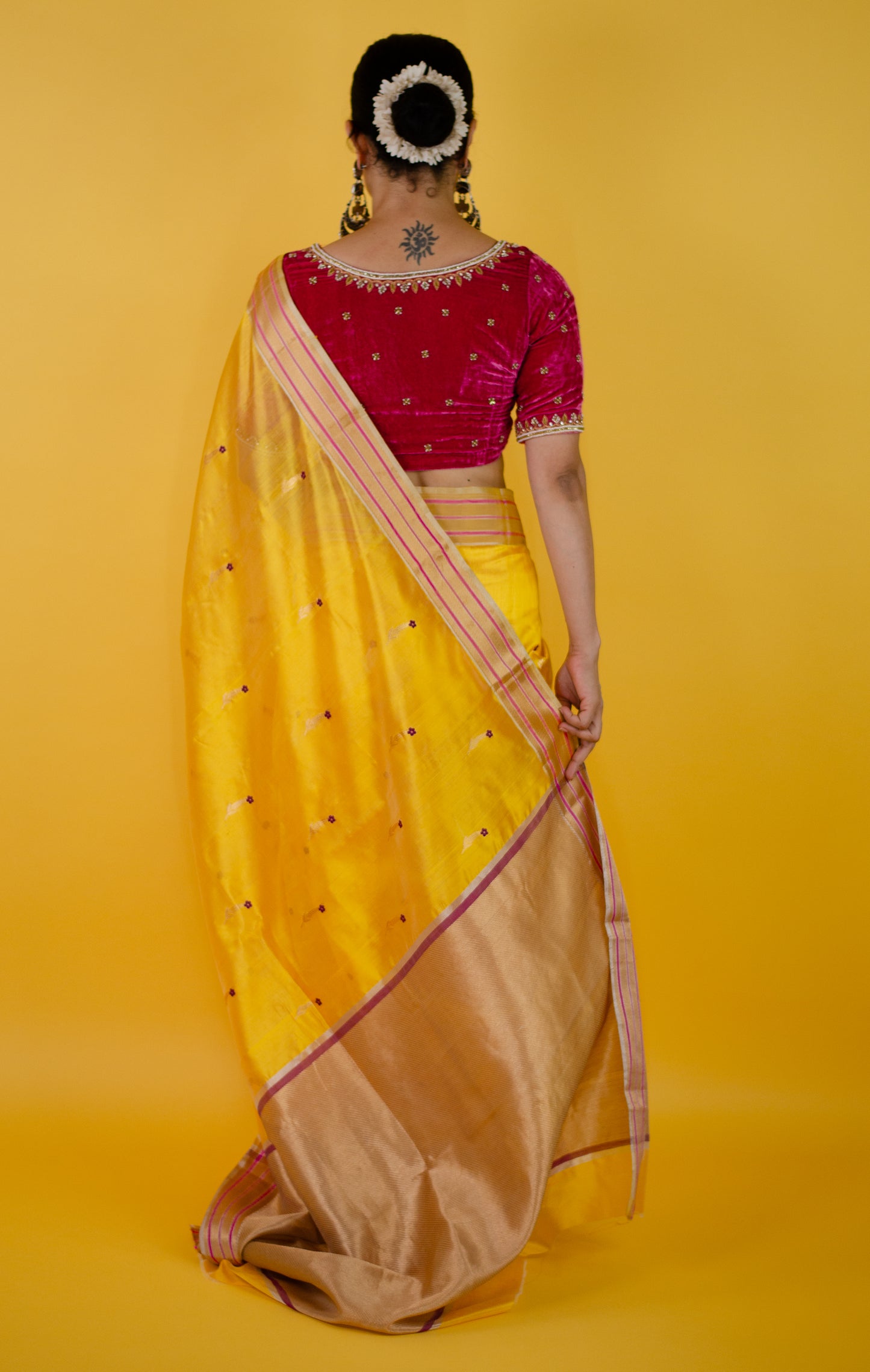 Handloom Chanderi Silk Saree With Nakashi Silk Border