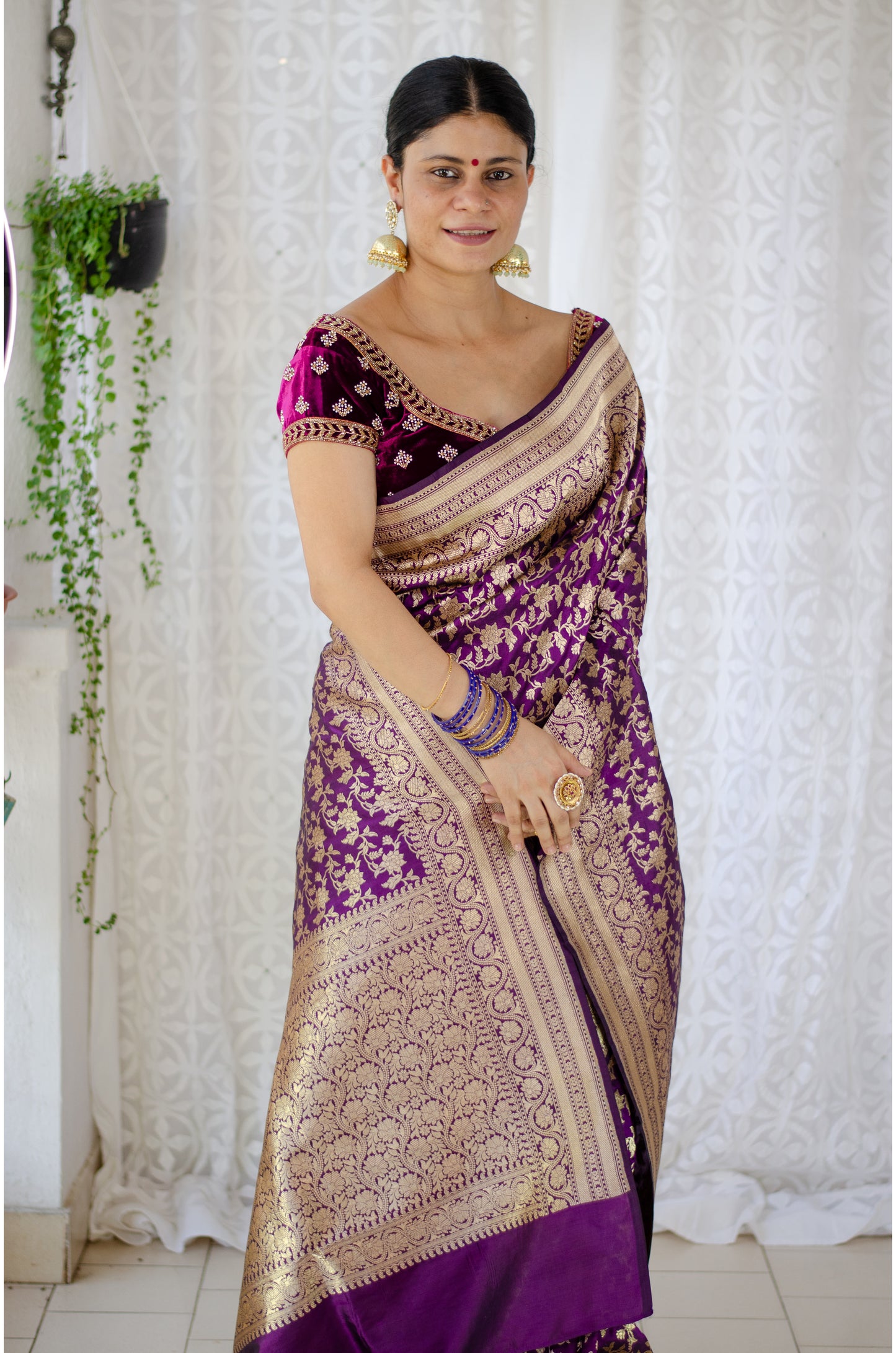 Magenta Colour Pure Handloom  Cutwork Katan Silk Saree.