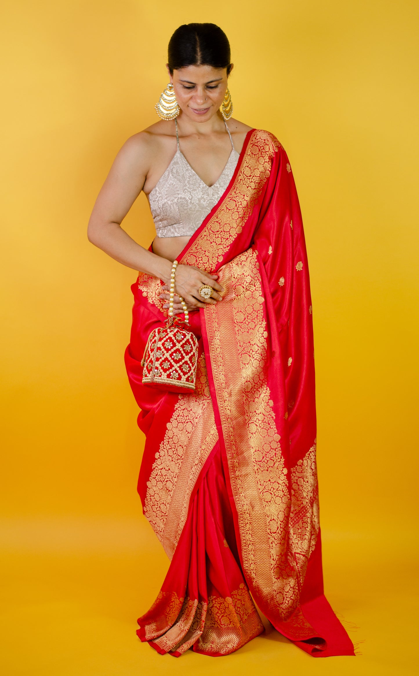Handloom Kadwa Mulberry Silk Banarasi Saree