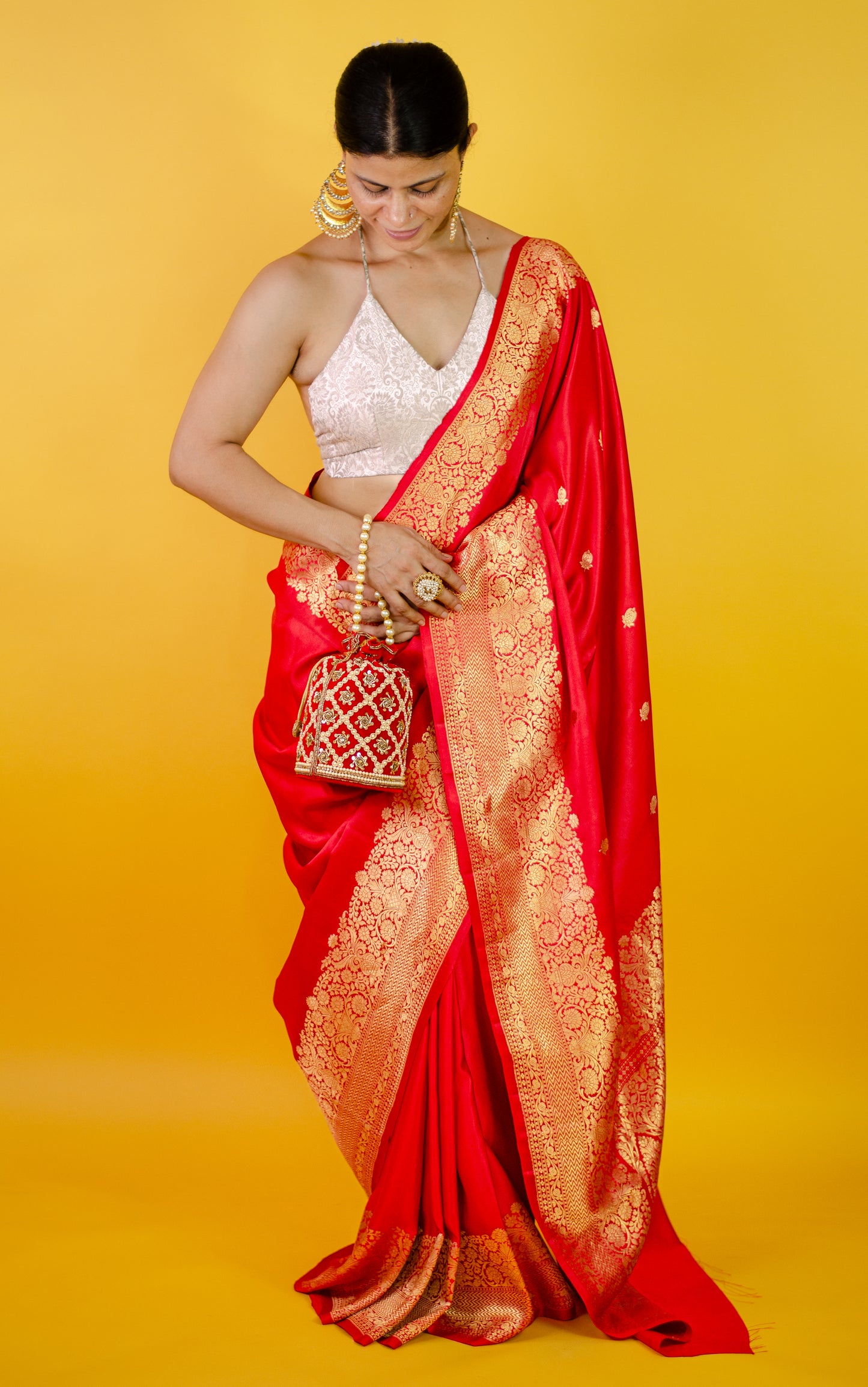 Handloom Kadwa Mulberry Silk Banarasi Saree