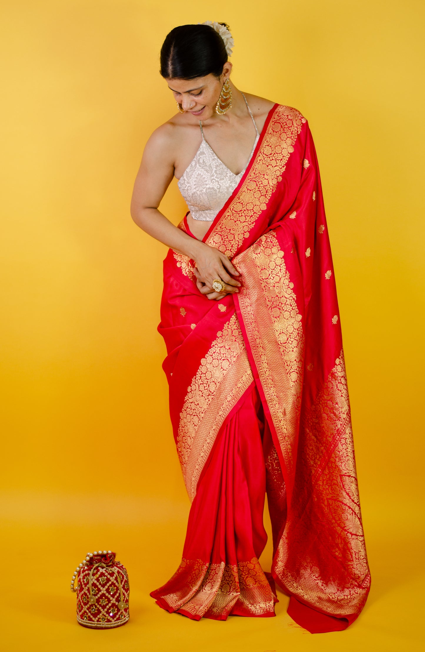 Handloom Kadwa Mulberry Silk Banarasi Saree