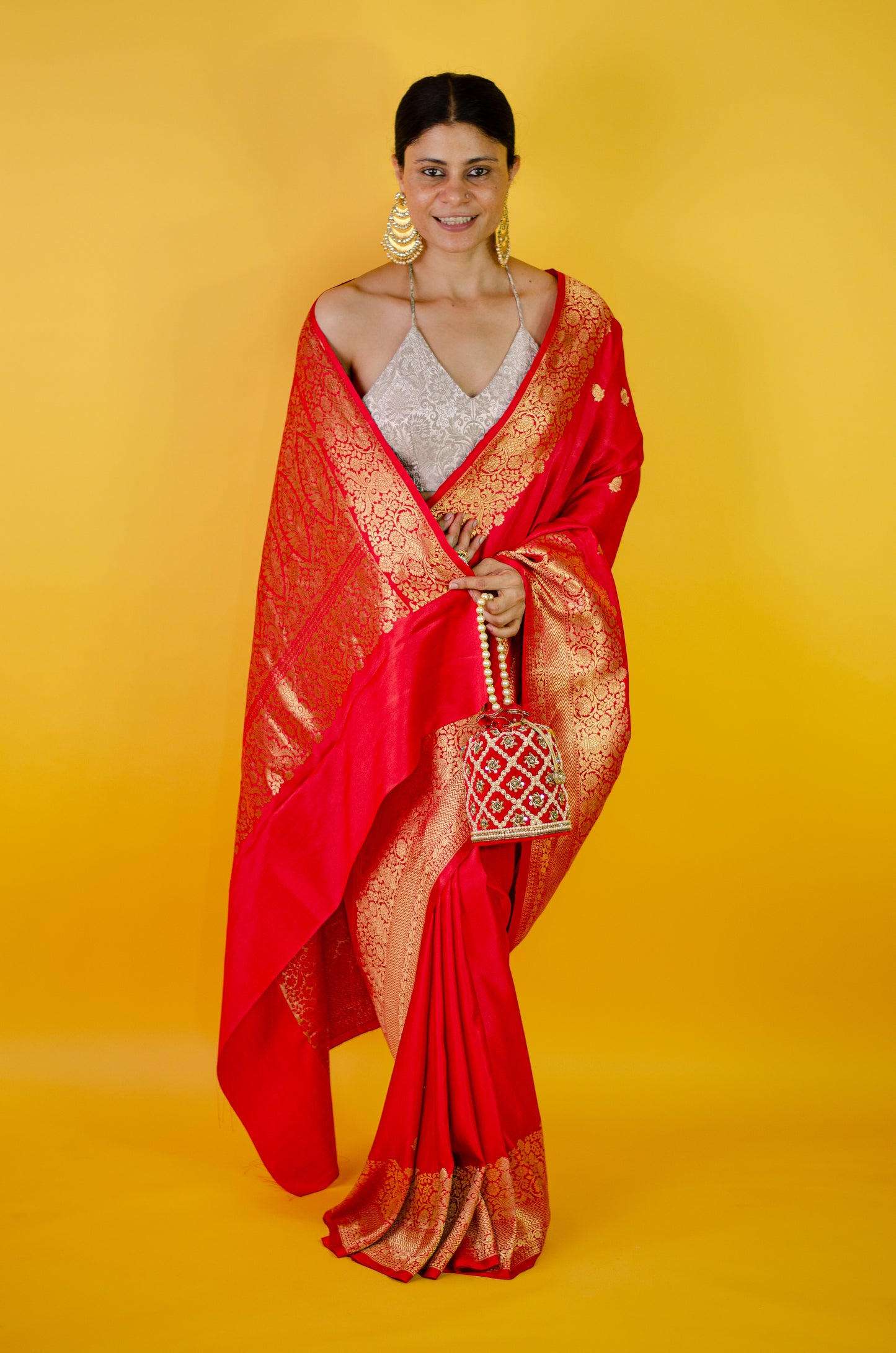 Handloom Kadwa Mulberry Silk Banarasi Saree