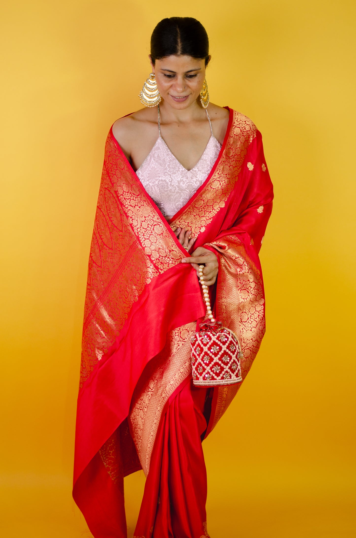 Handloom Kadwa Mulberry Silk Banarasi Saree