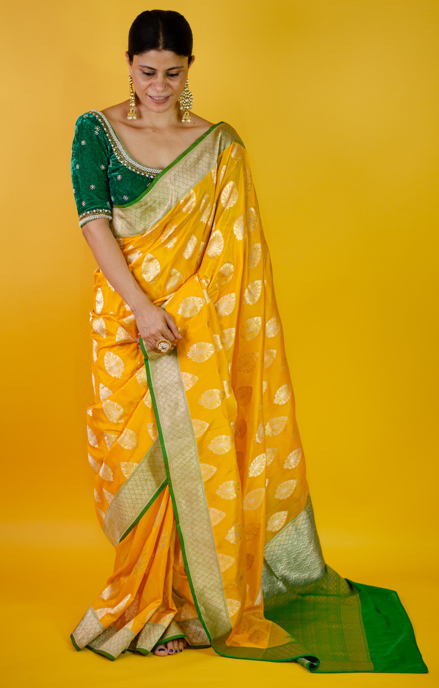 Handloom Cutwork Katan Silk  Banarasi Saree