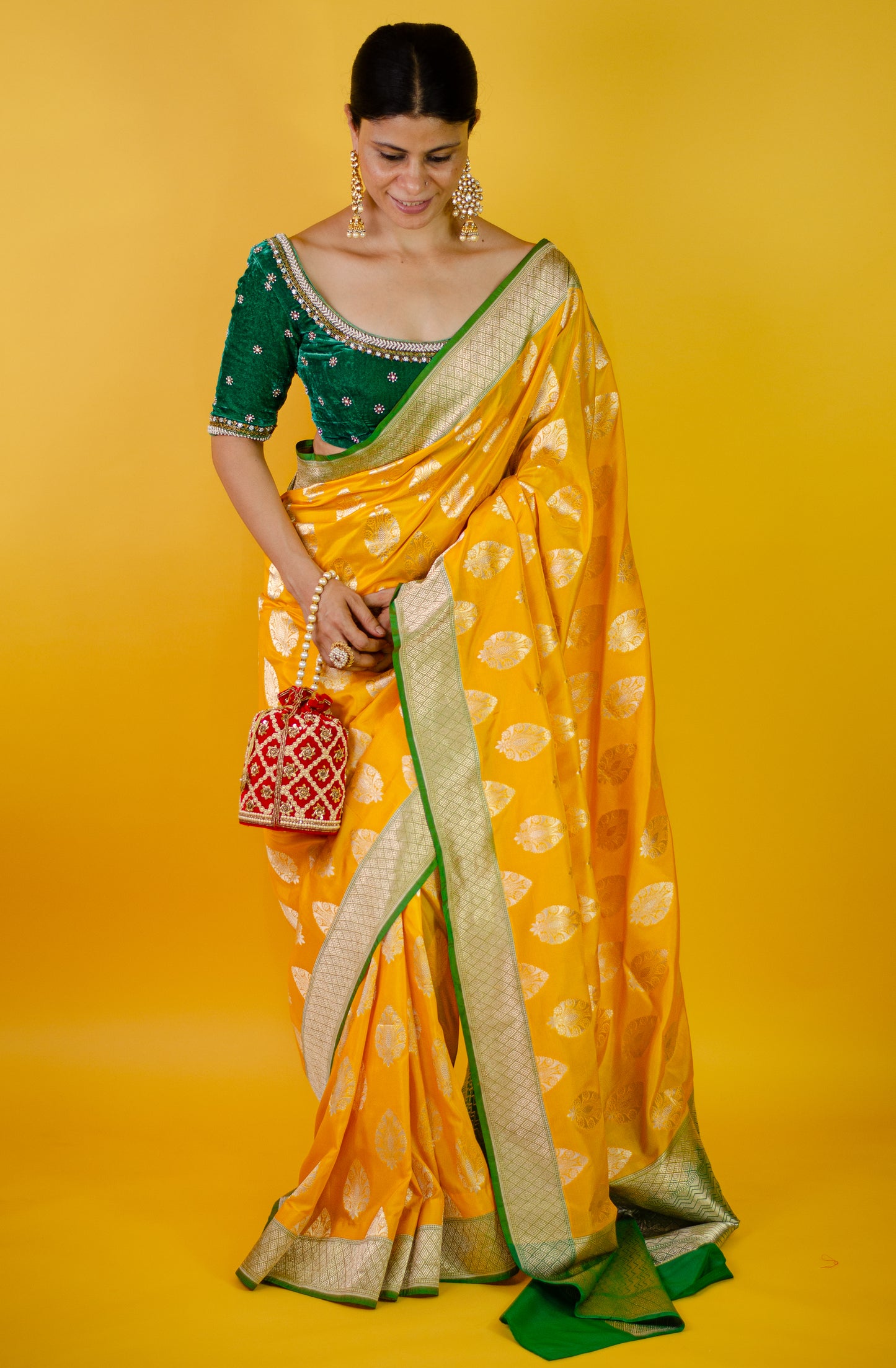 Handloom Cutwork Katan Silk  Banarasi Saree