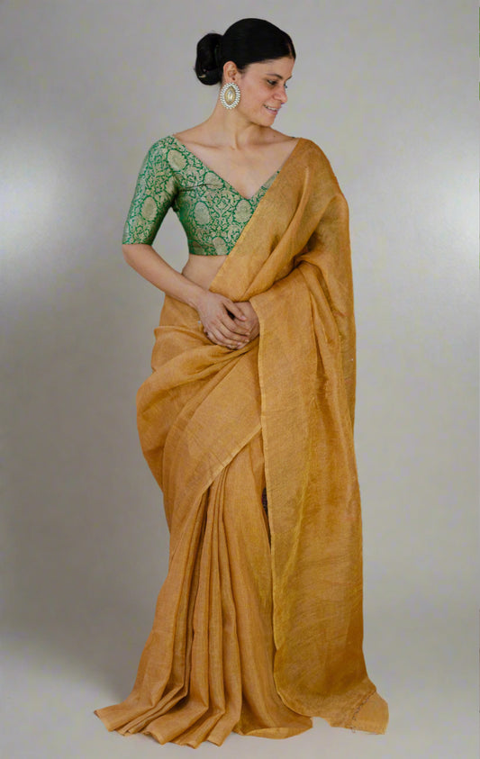 Handloom Metallic Linen Saree