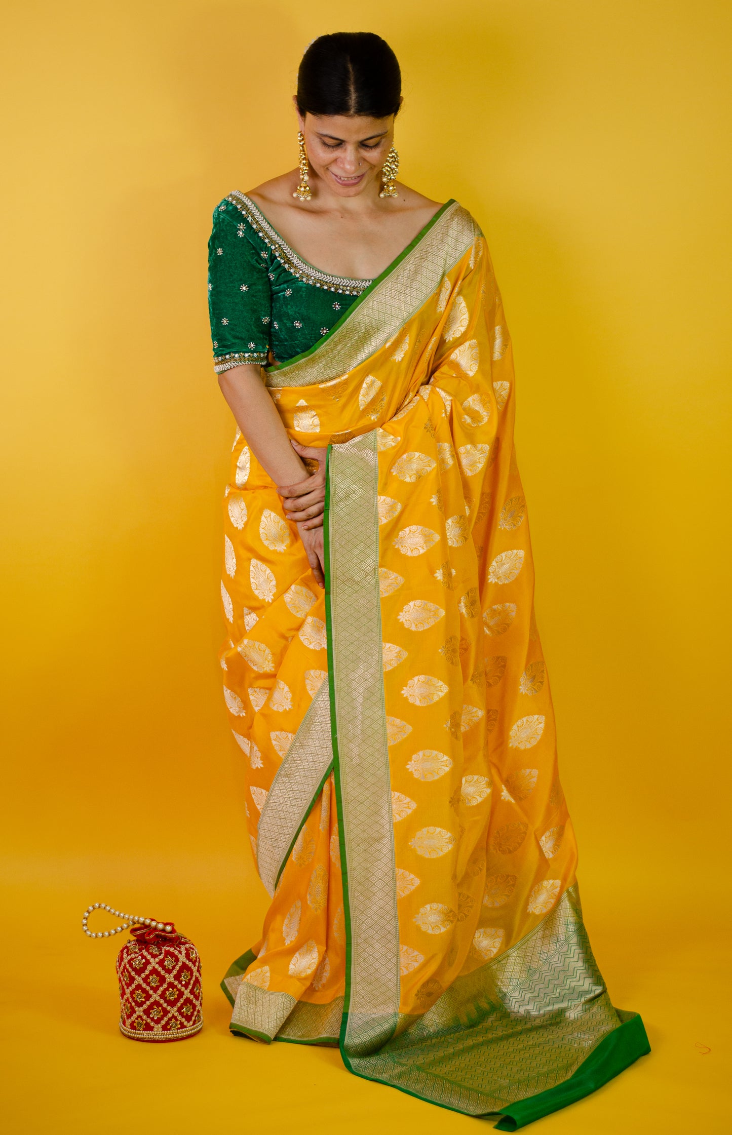 Handloom Cutwork Katan Silk  Banarasi Saree