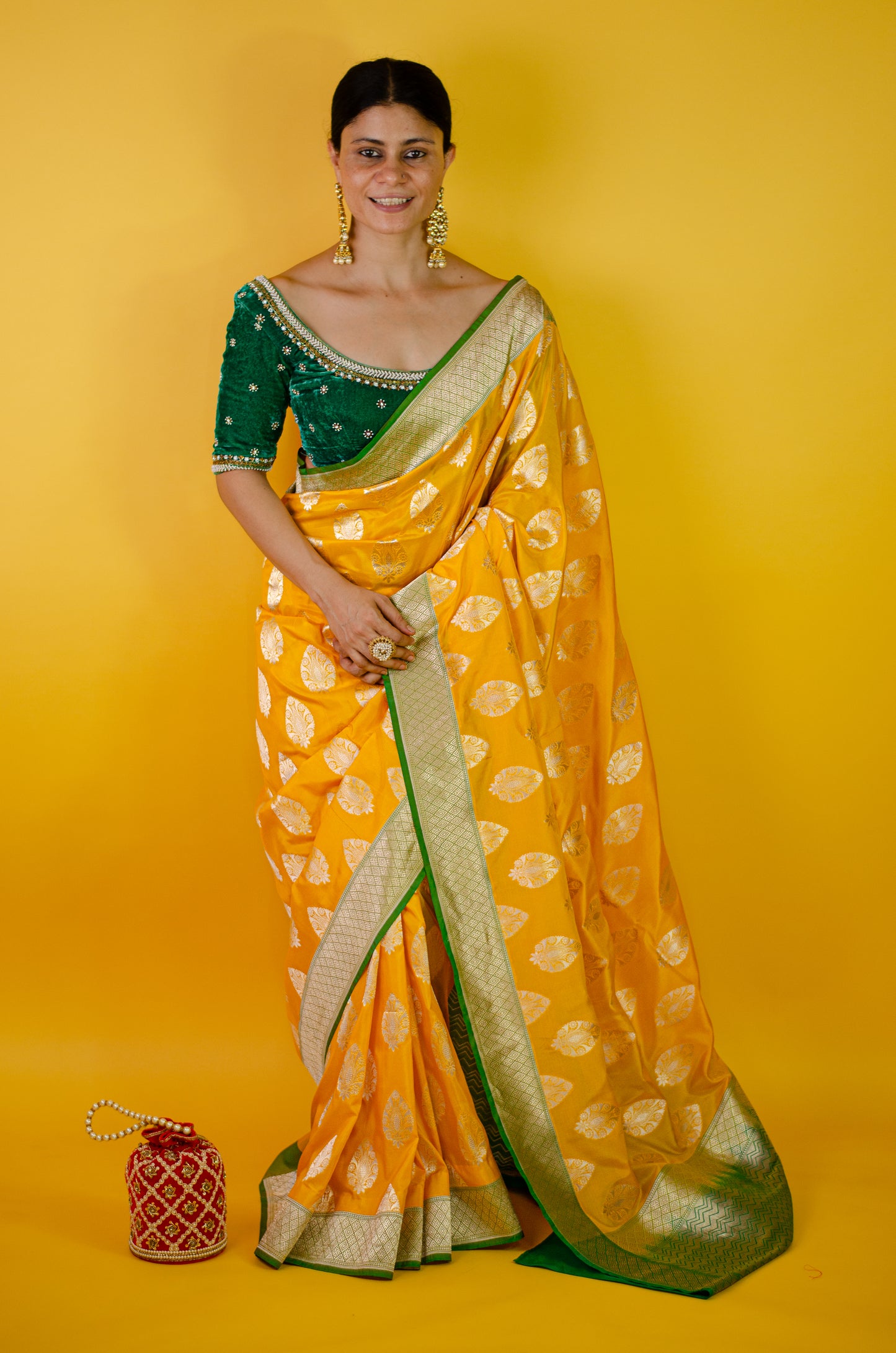 Handloom Cutwork Katan Silk  Banarasi Saree