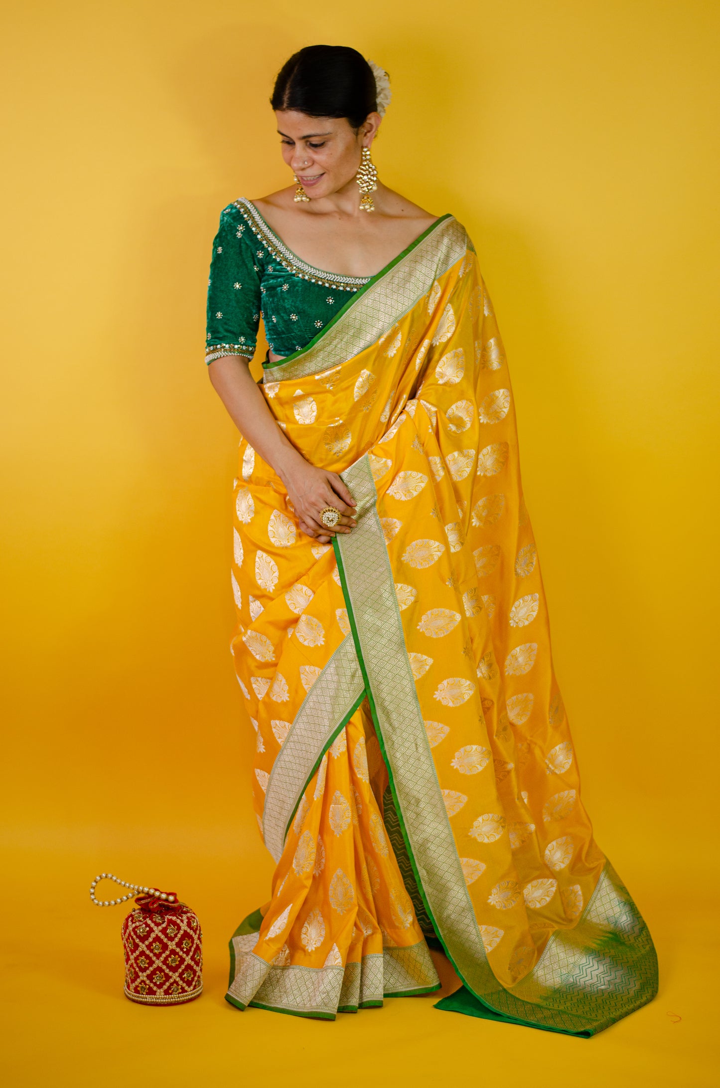 Handloom Cutwork Katan Silk  Banarasi Saree