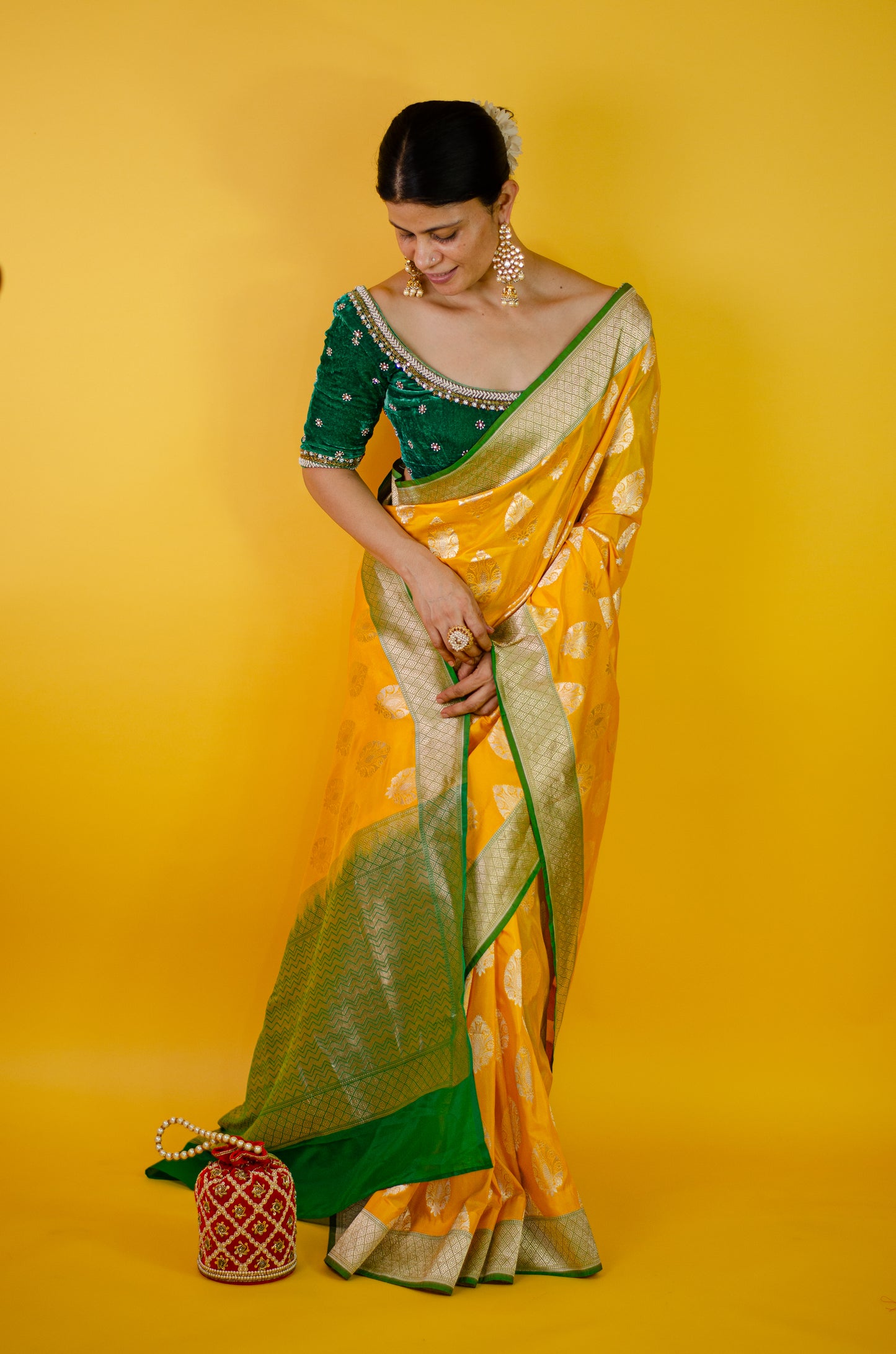 Handloom Cutwork Katan Silk  Banarasi Saree