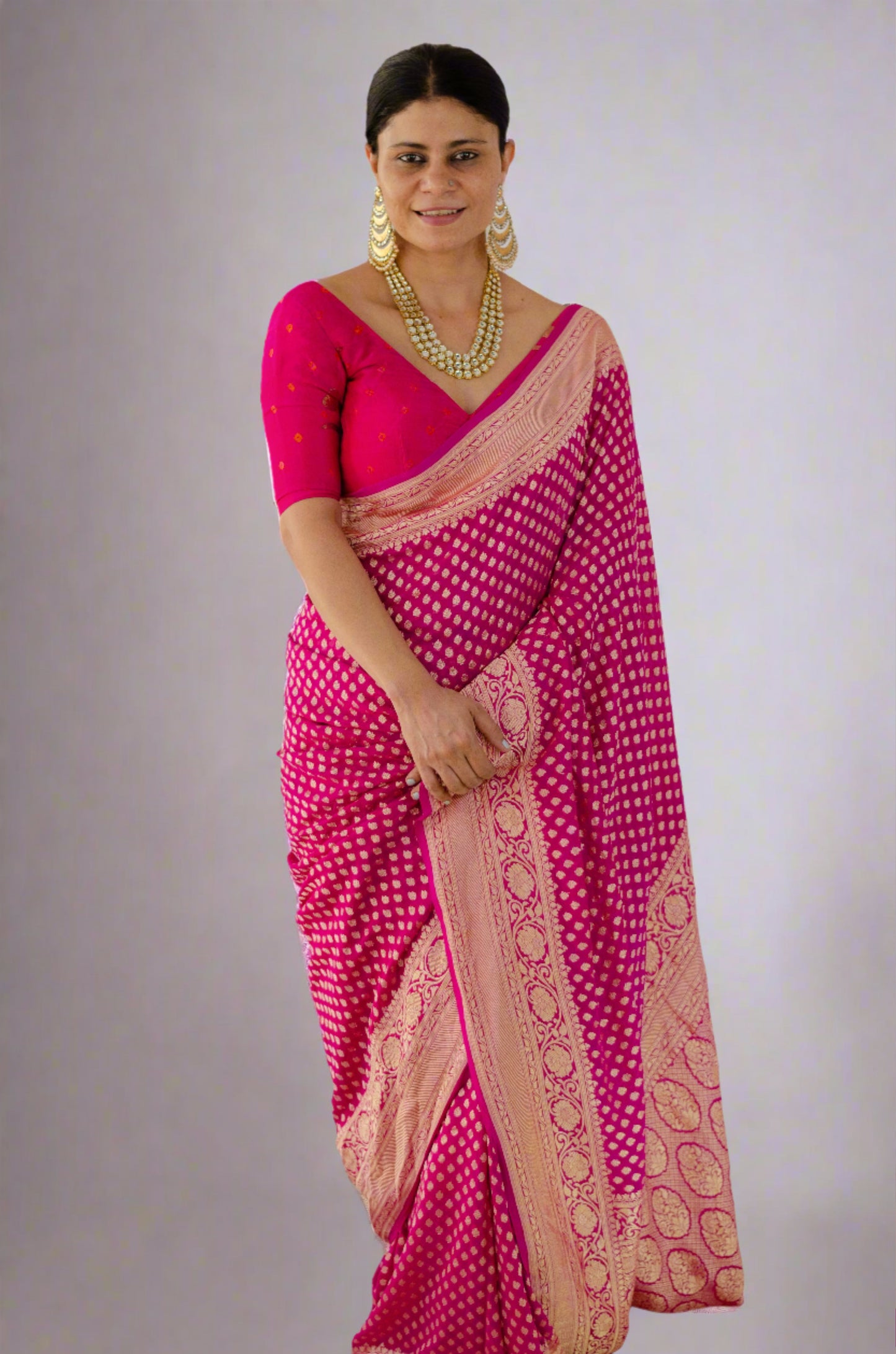 Handloom Khadi georgette  Banarasi Silk Saree