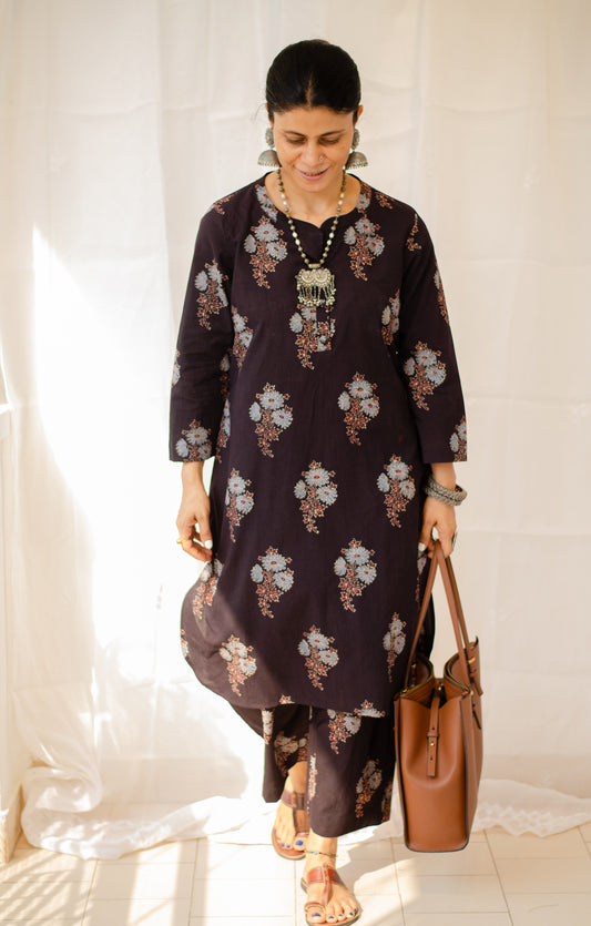 Cotton Handblock Printed Natural Dyed Ajrakh Kurta