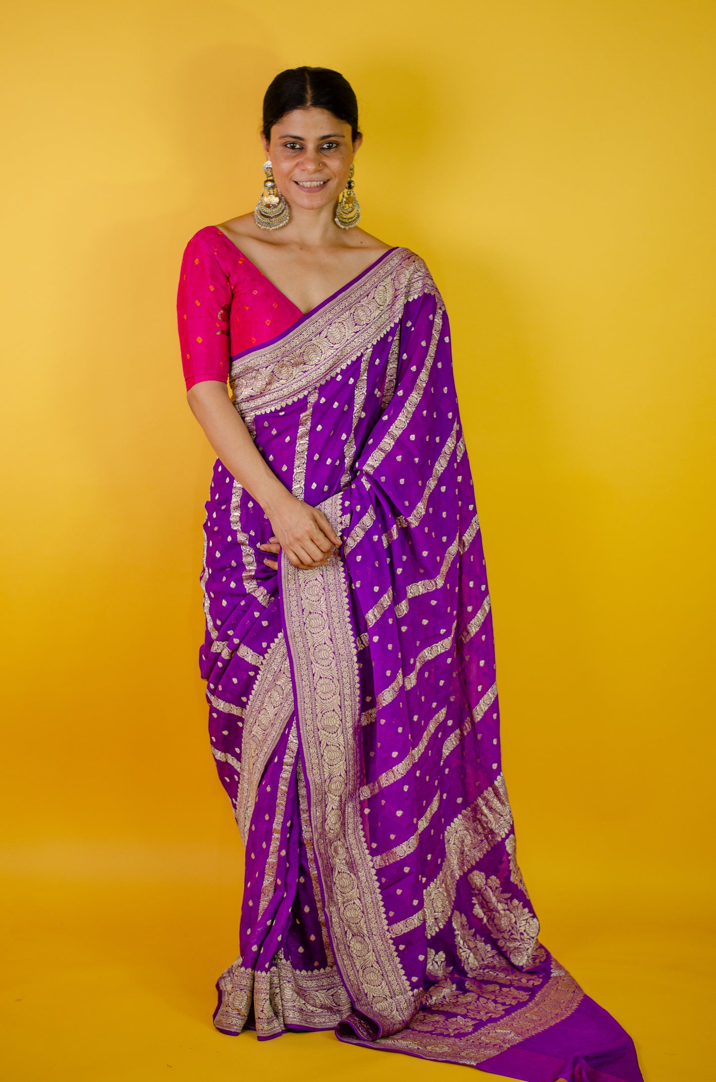 Handloom Kadwa Chiffon Banarasi Silk Saree