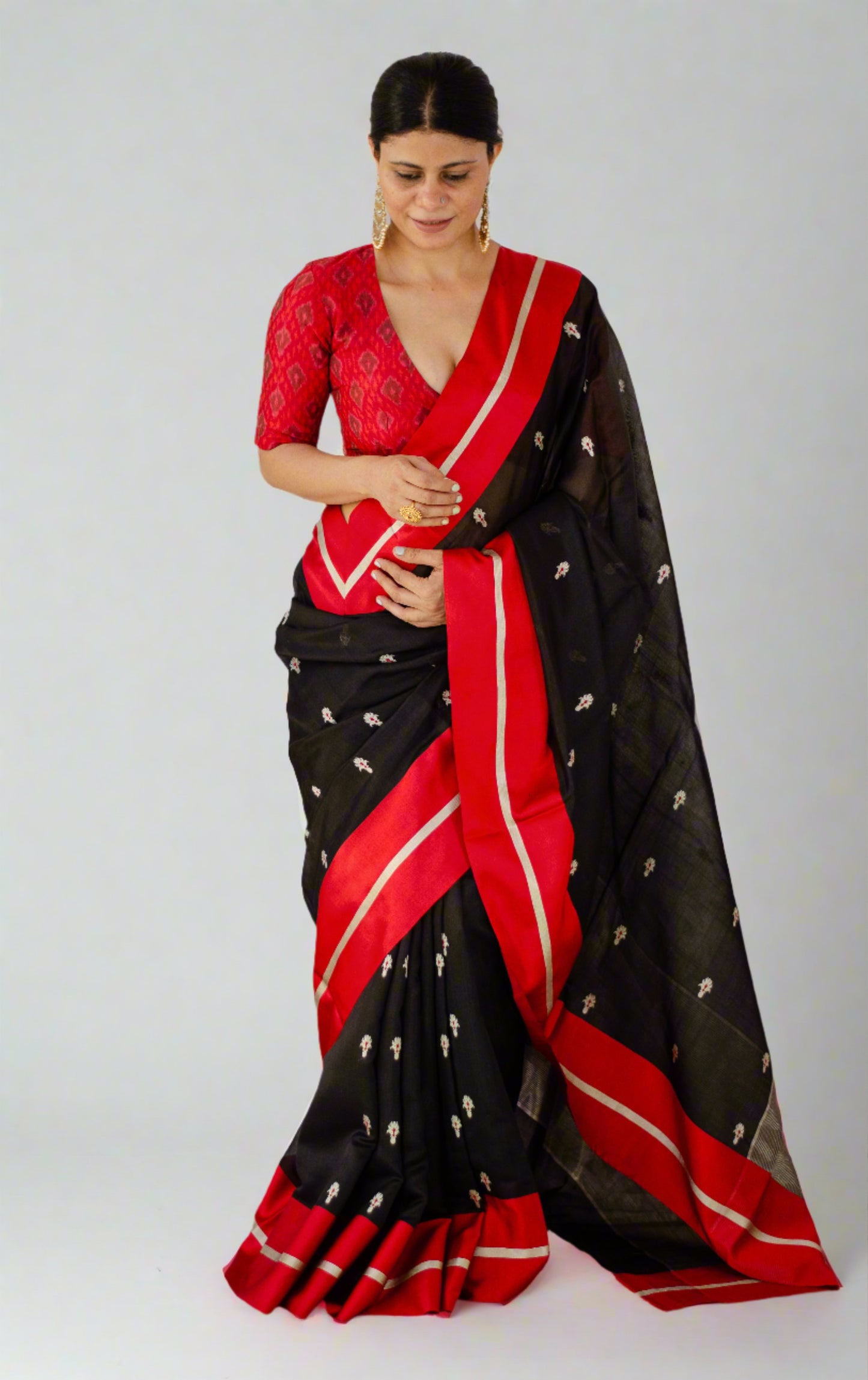 Handloom Chanderi Pattu Silk Saree with motifs