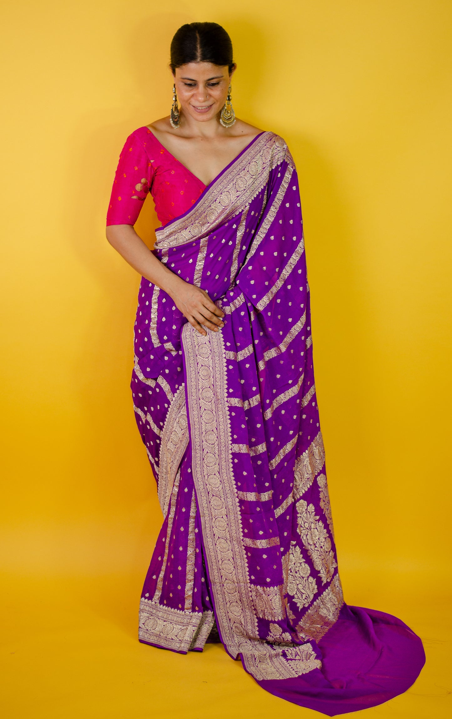 Handloom Kadwa Chiffon Banarasi Silk Saree
