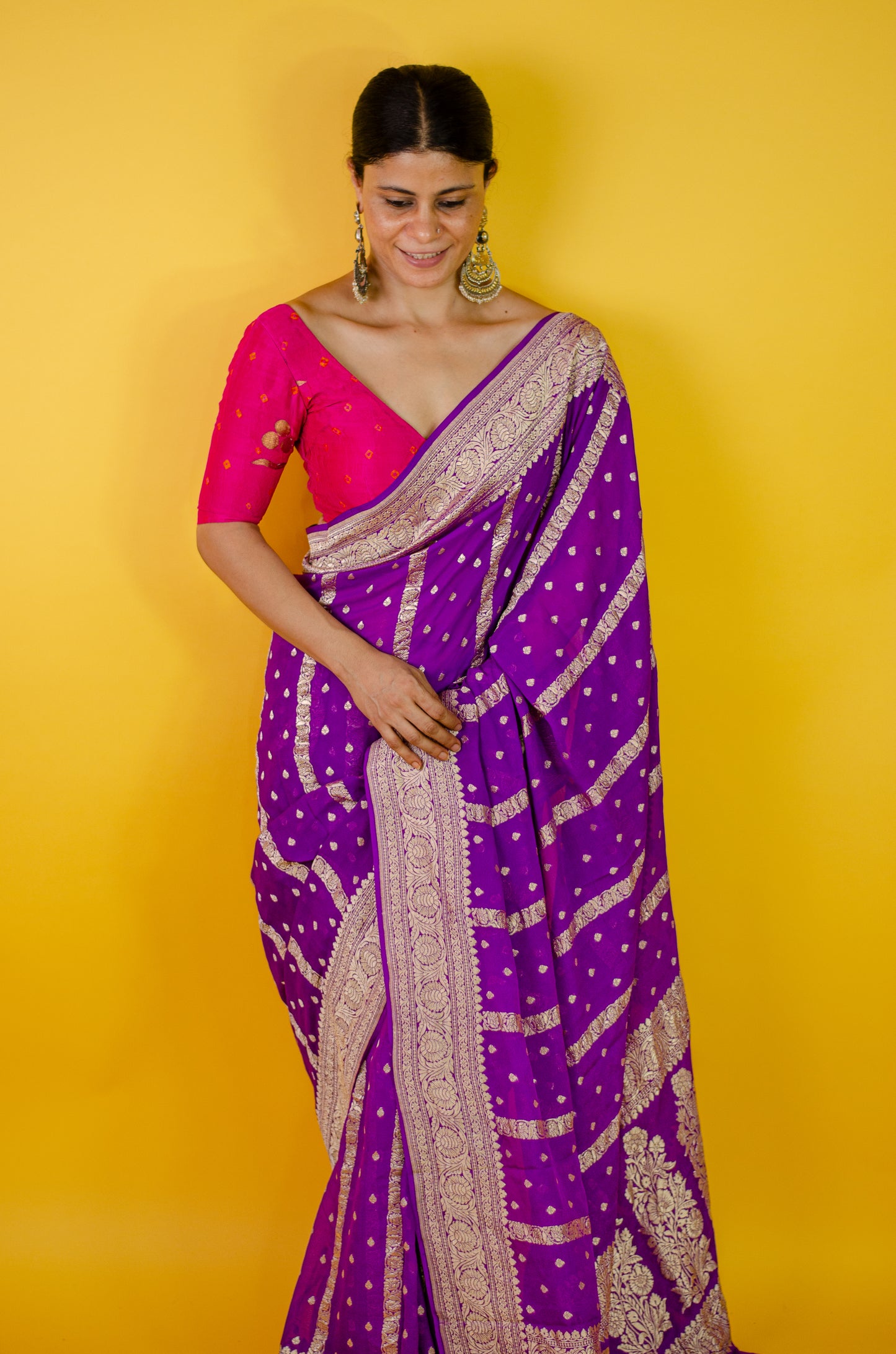 Handloom Kadwa Chiffon Banarasi Silk Saree