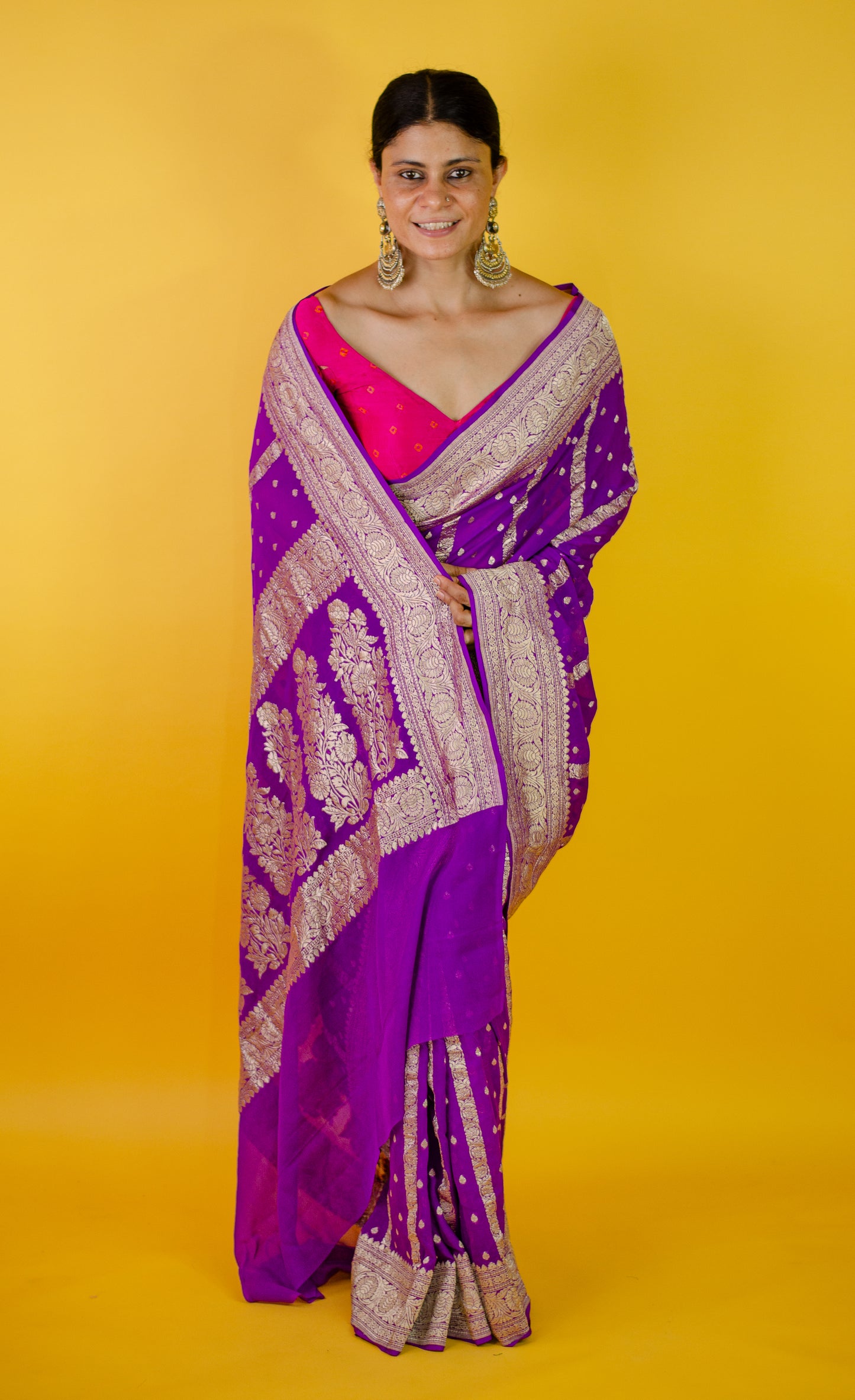 Handloom Kadwa Chiffon Banarasi Silk Saree