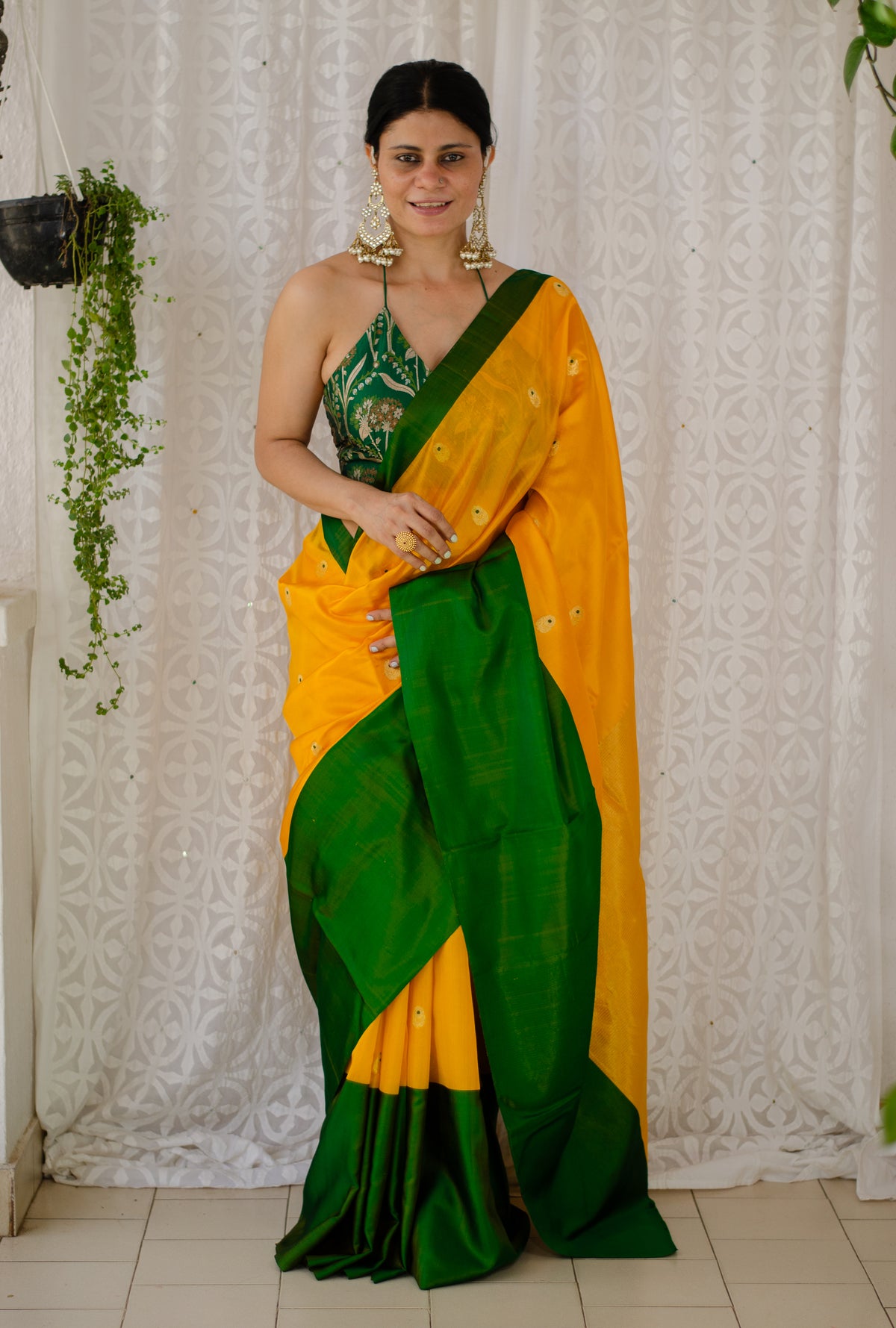 Handloom Chanderi Pattu Silk Saree with motifs