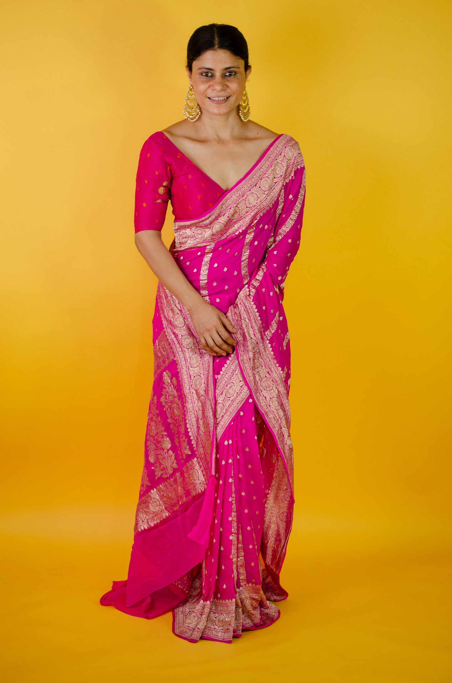 Handloom Kadwa Chiffon Banarasi Silk Saree