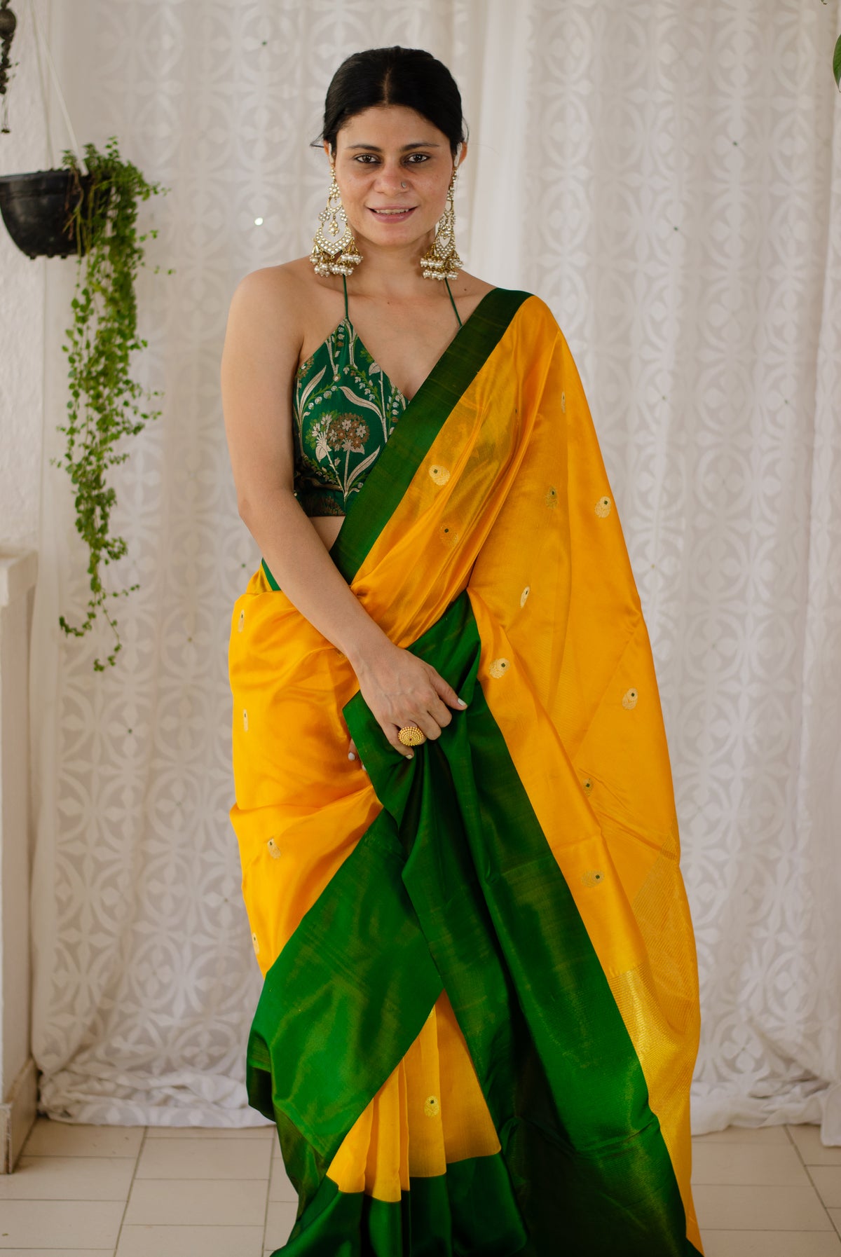Handloom Chanderi Pattu Silk Saree with motifs