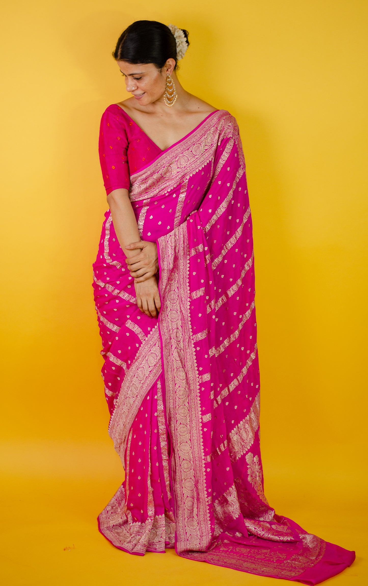 Handloom Kadwa Chiffon Banarasi Silk Saree