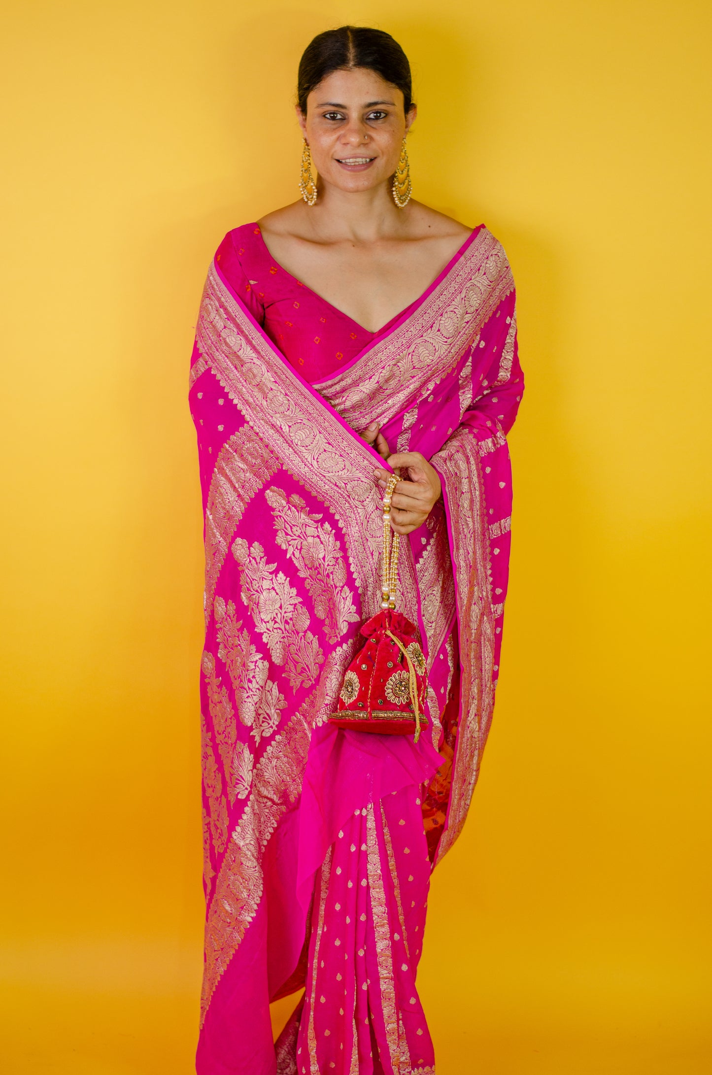 Handloom Kadwa Chiffon Banarasi Silk Saree