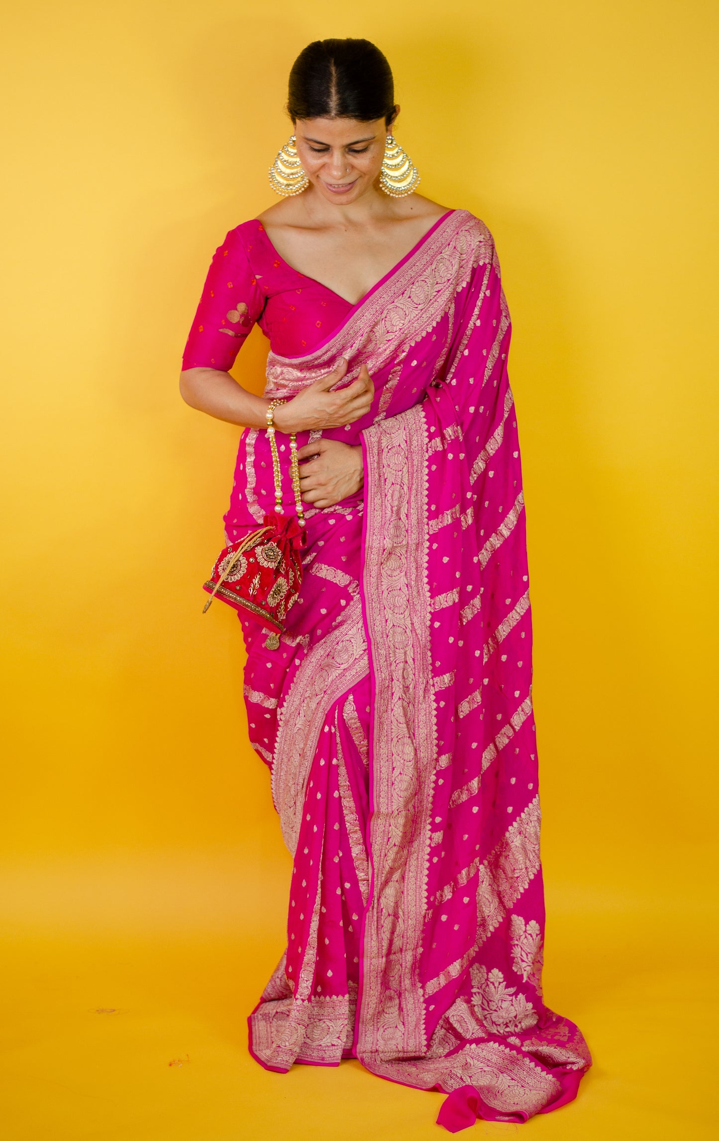 Handloom Kadwa Chiffon Banarasi Silk Saree