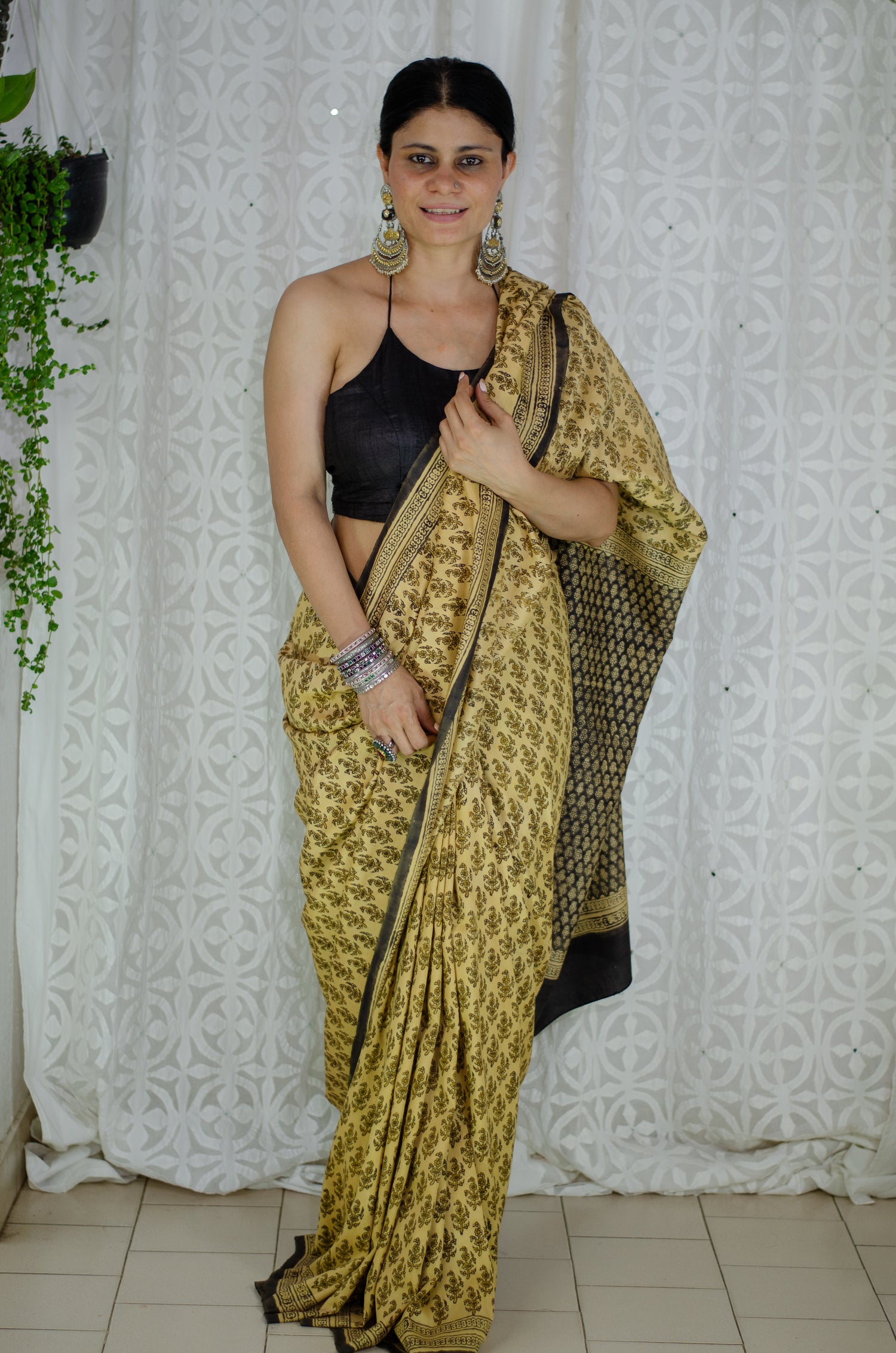 Natural Dyed Handblock Printed Mulberry Silk  Saree