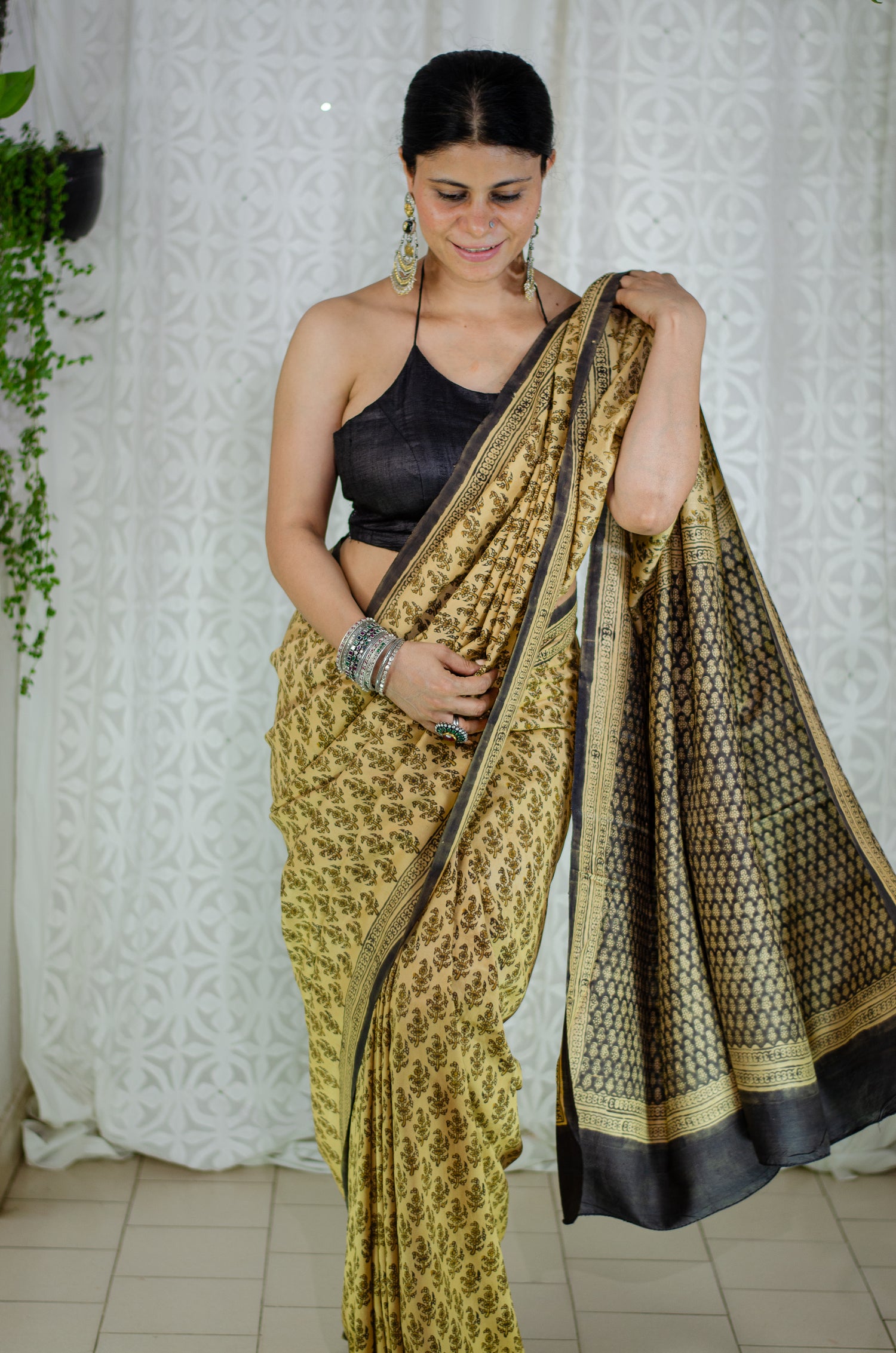 Natural Dyed Handblock Printed Mulberry Silk  Saree