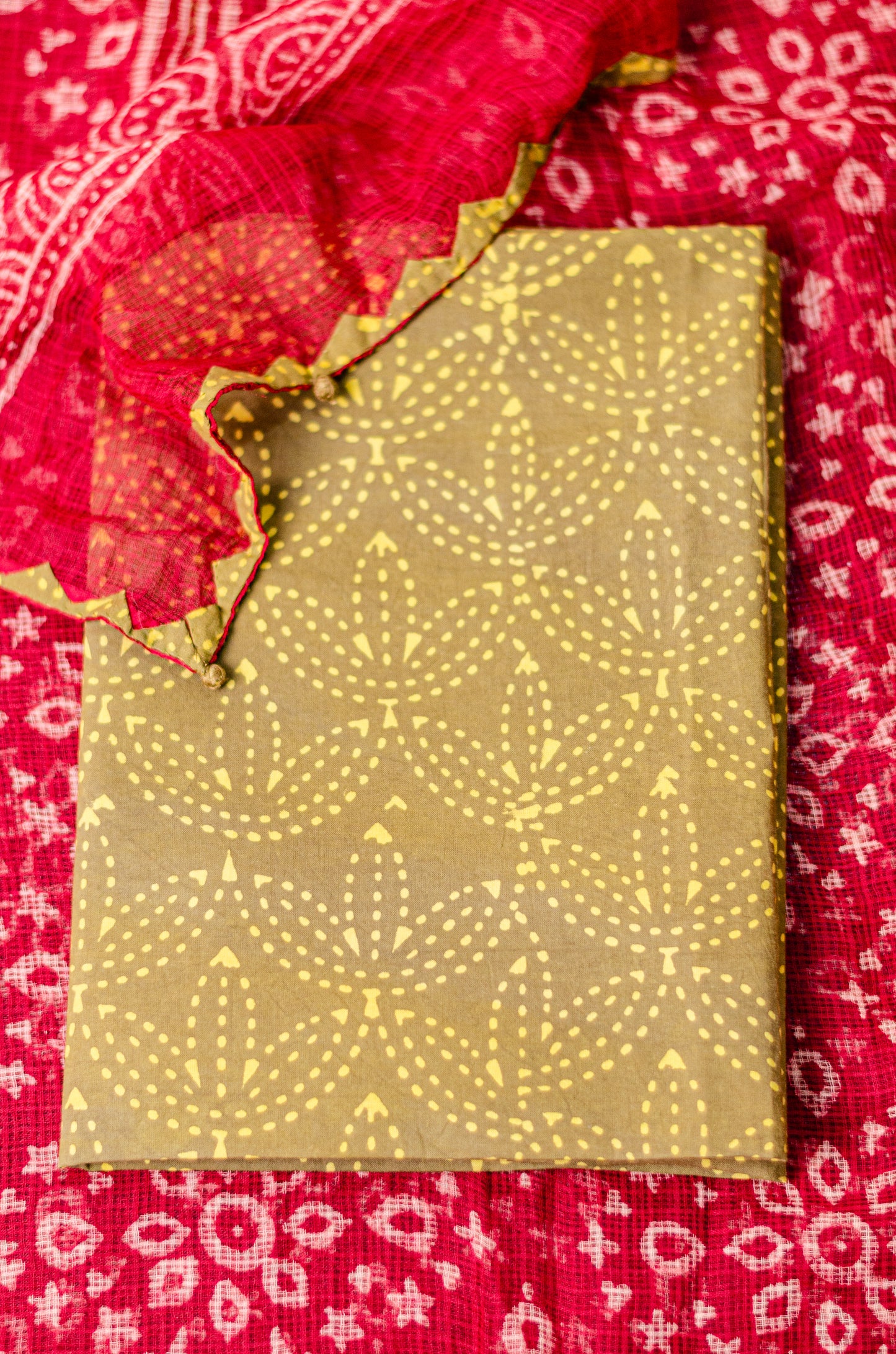 Hand block & Applique Hand Embroidered  Kota Doria Saree