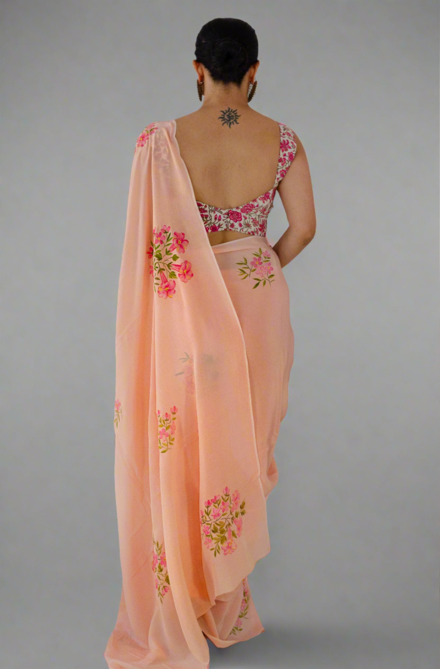 Hand Painted  Crepe Silk Saree.