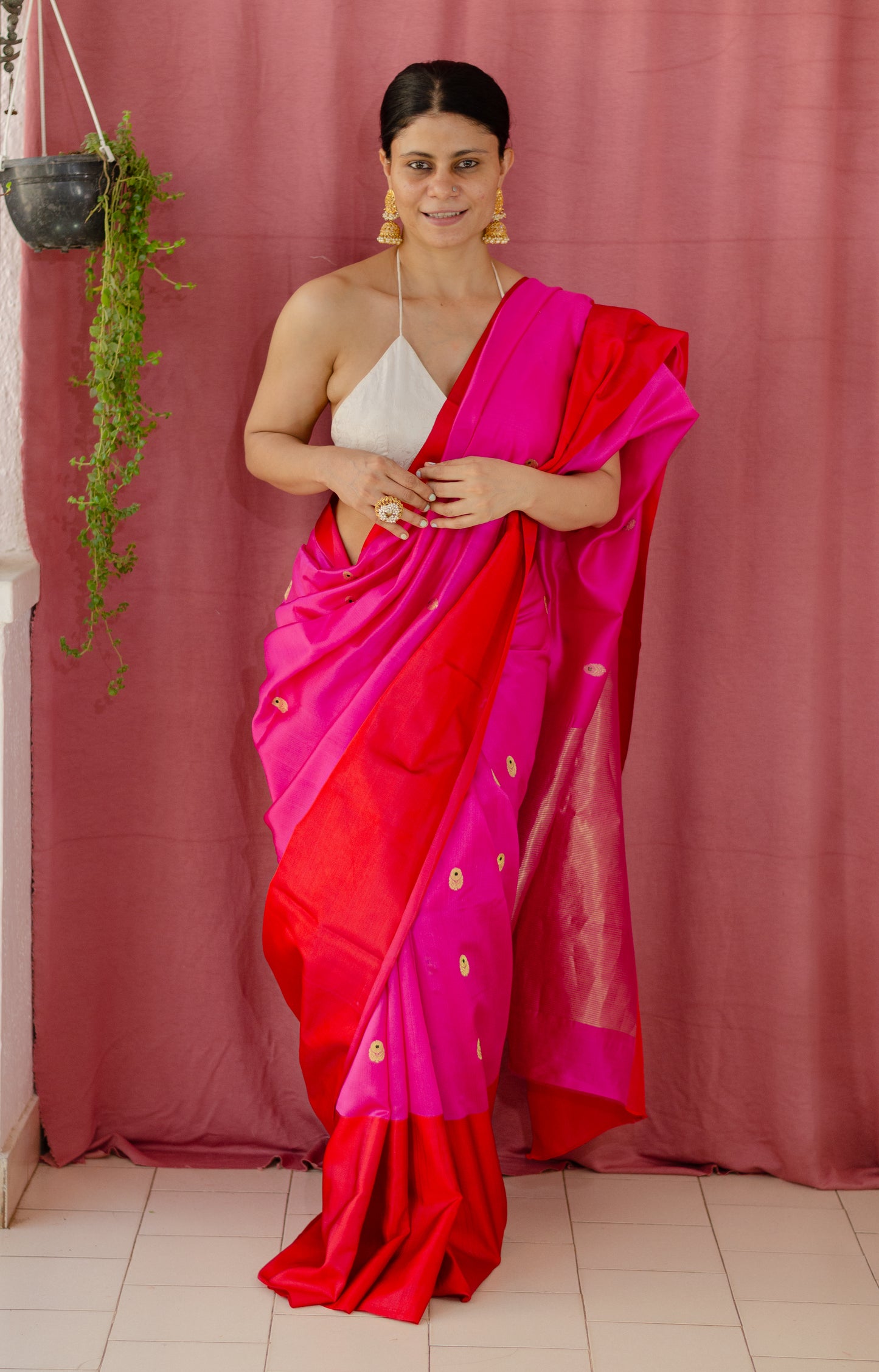 Handloom Chanderi Pattu Silk Saree with motifs